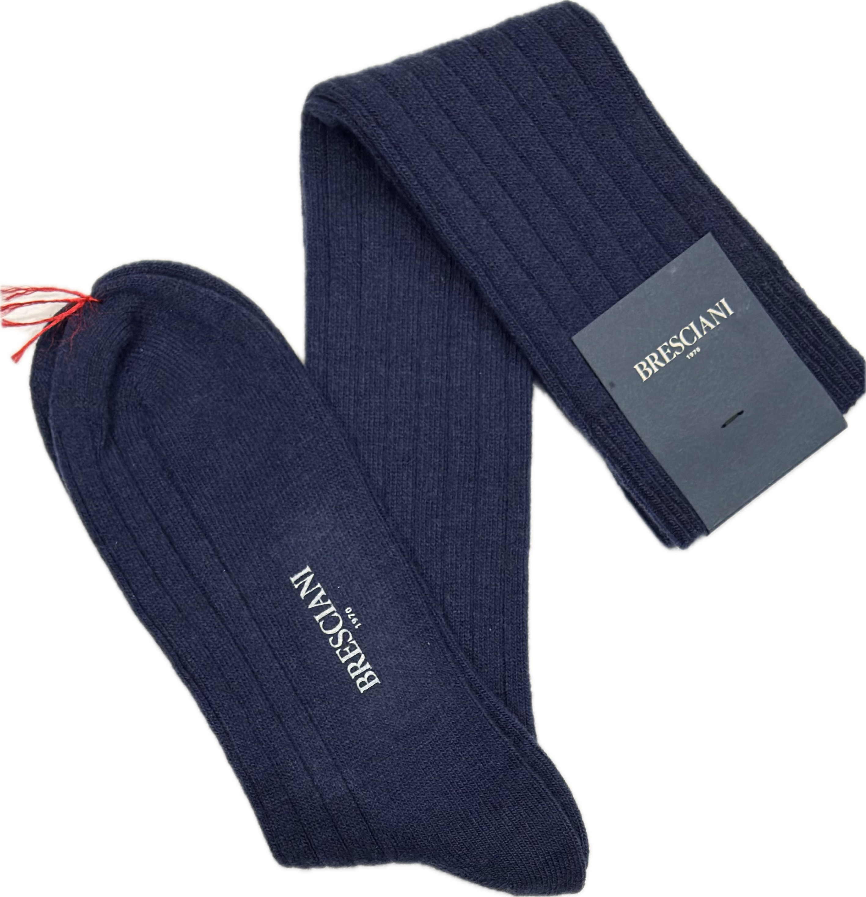 Calze lana e cashmere tinta unita blu Bresciani