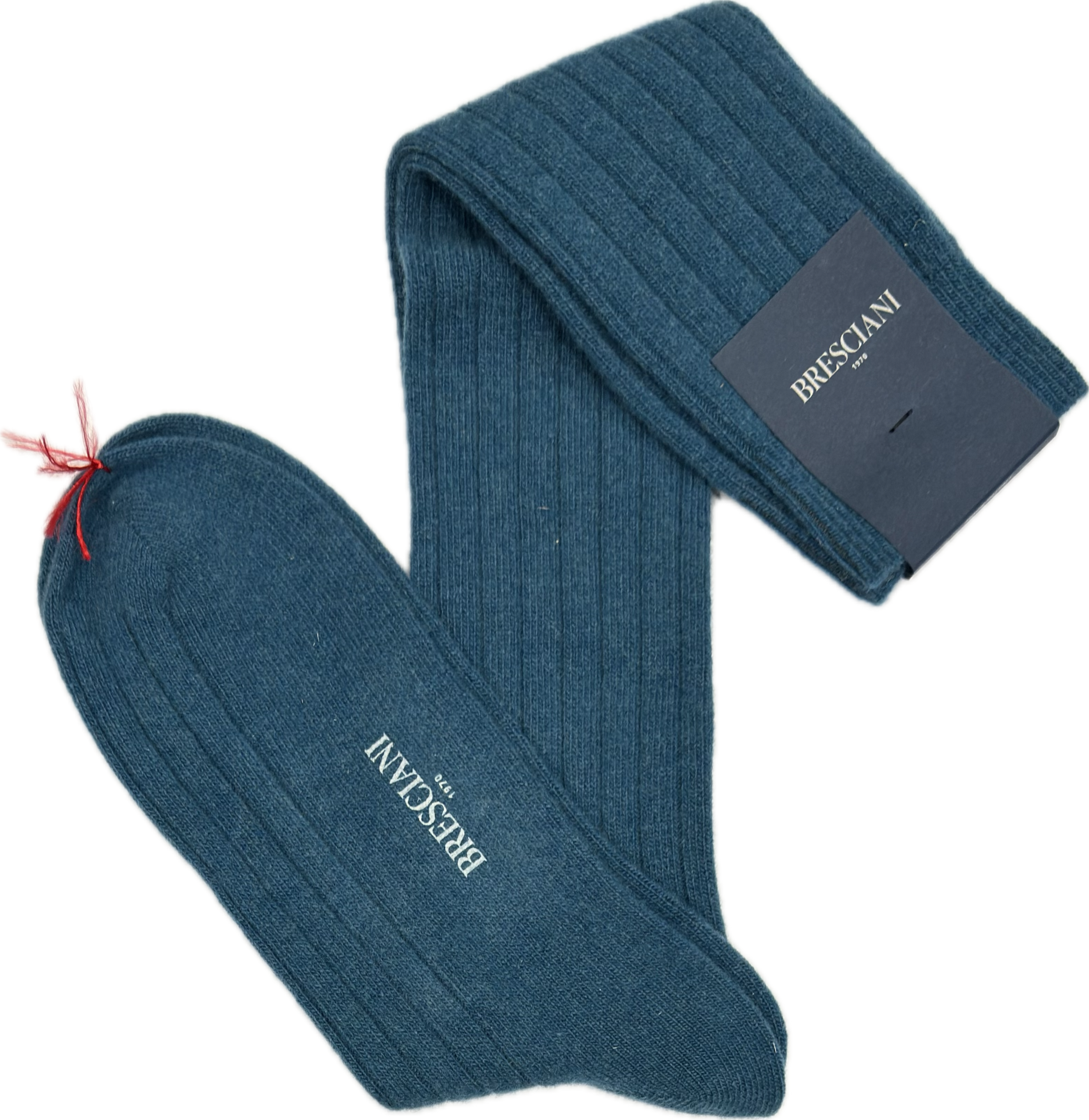 Calze lana e cashmere tinta unita bluette Bresciani