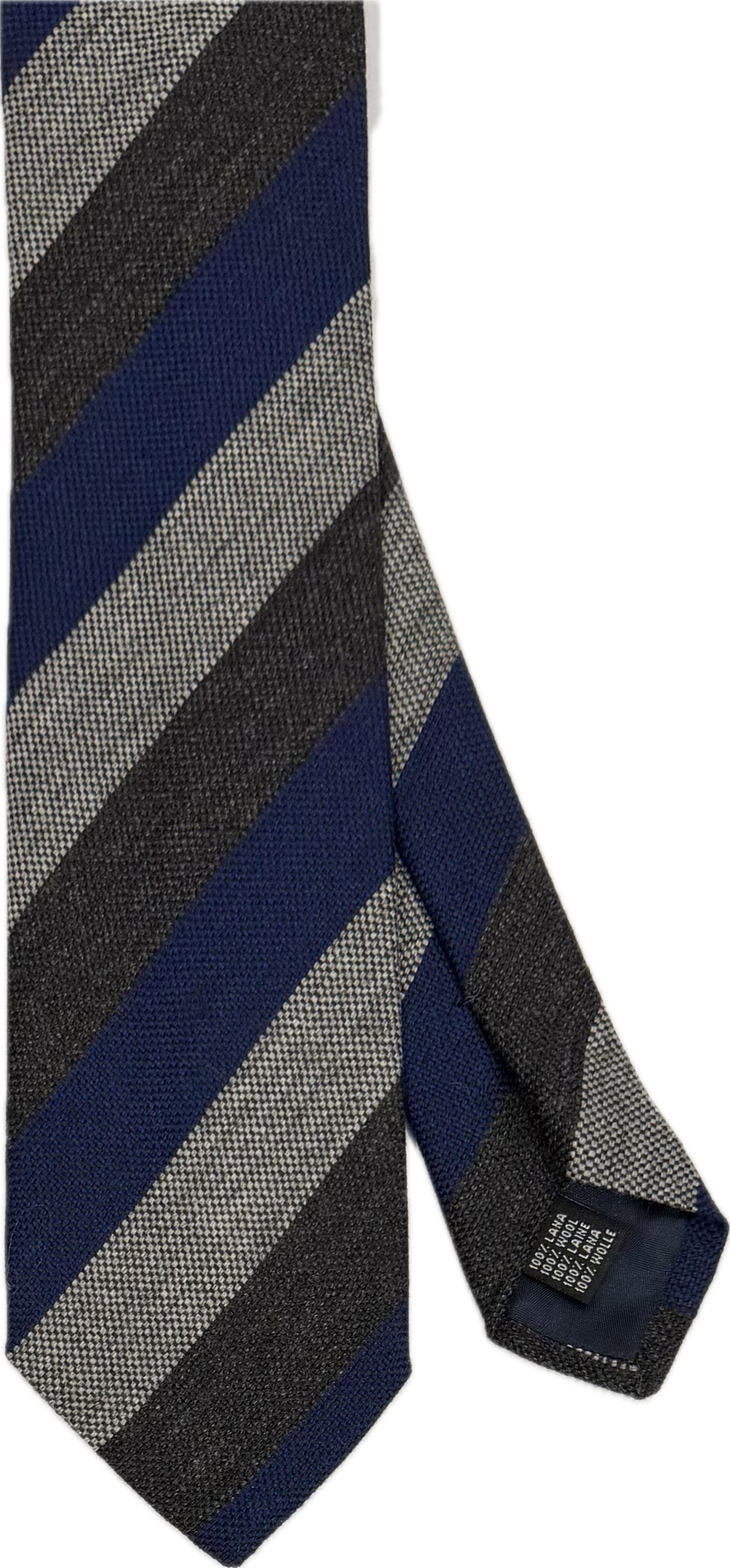 Cravatta lana regimental grigia antracite royal blue Monsieur