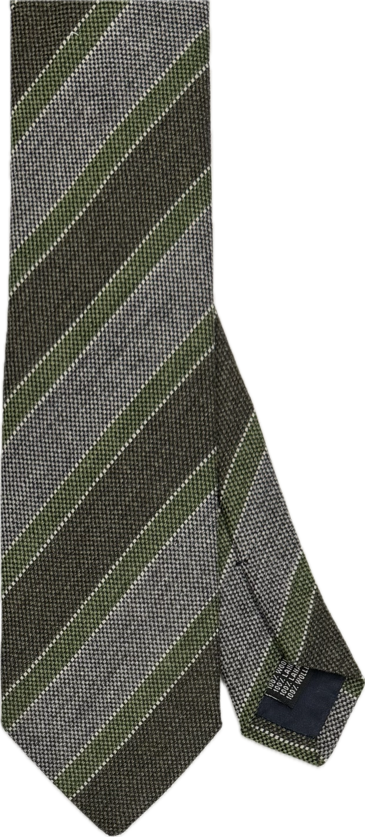 Cravatta lana regimental grigia verde oliva verde chiaro Monsieur