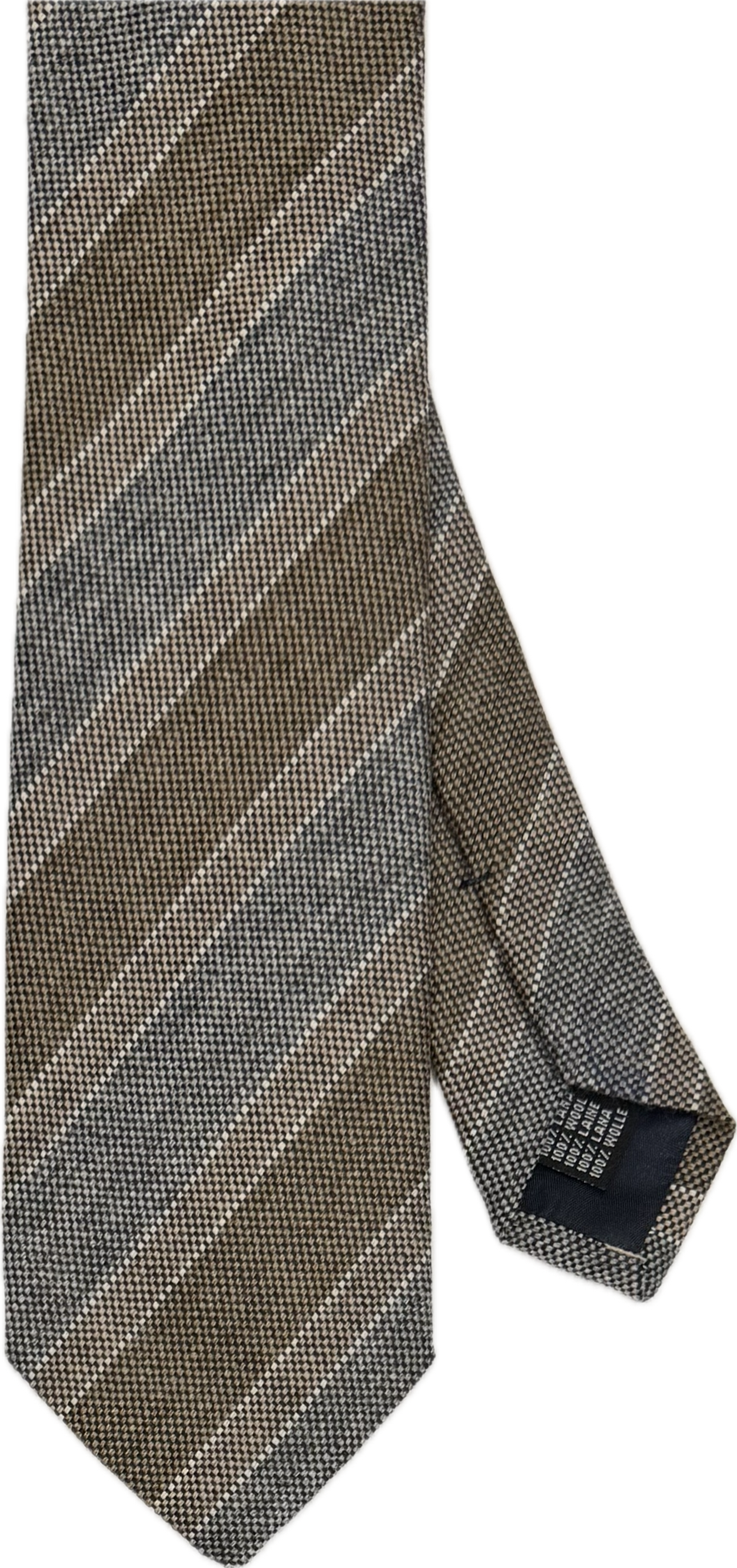 Cravatta lana regimental grigia beige tortora Monsieur