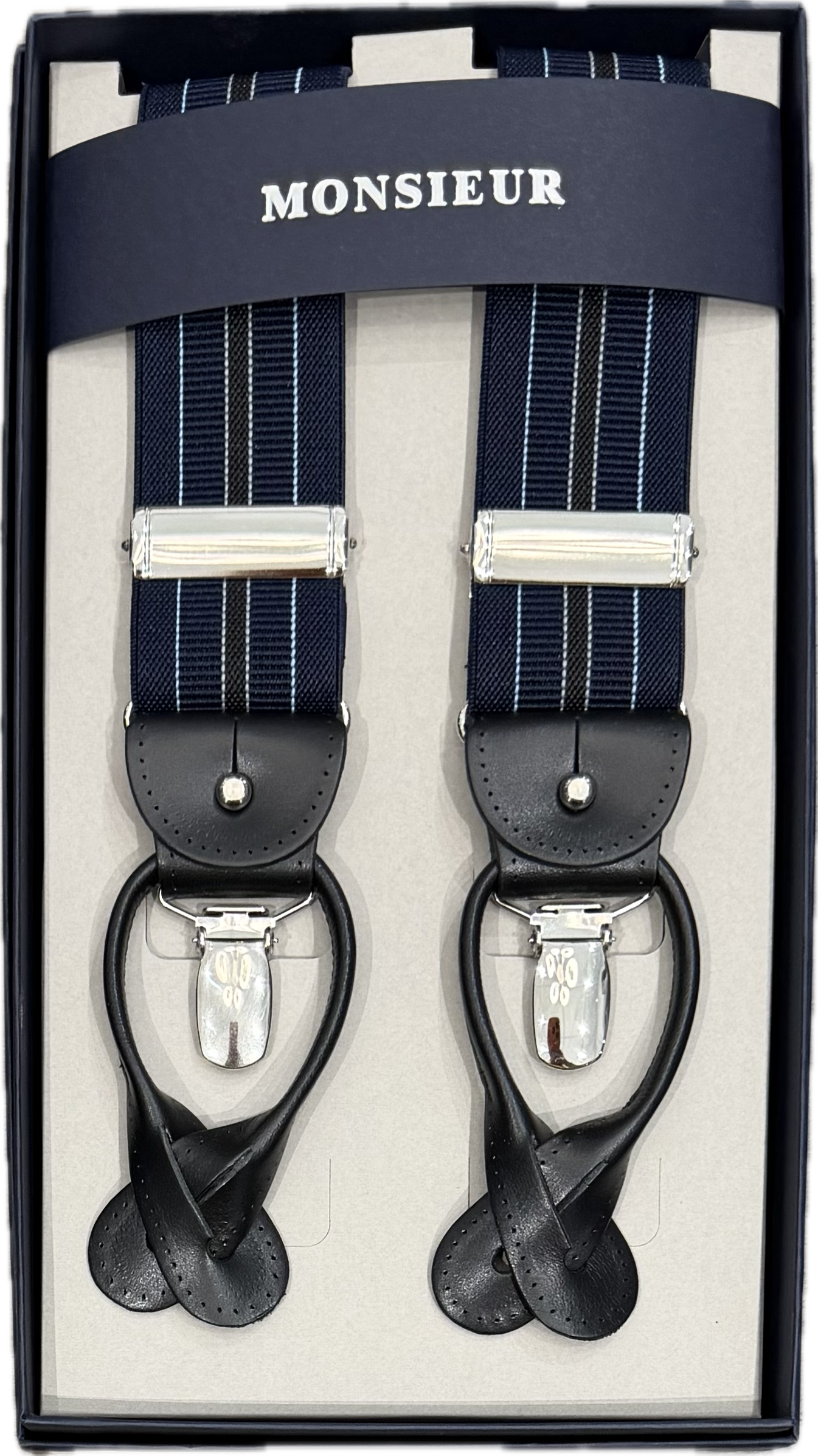 Bretelle regimental navy celeste Monsieur