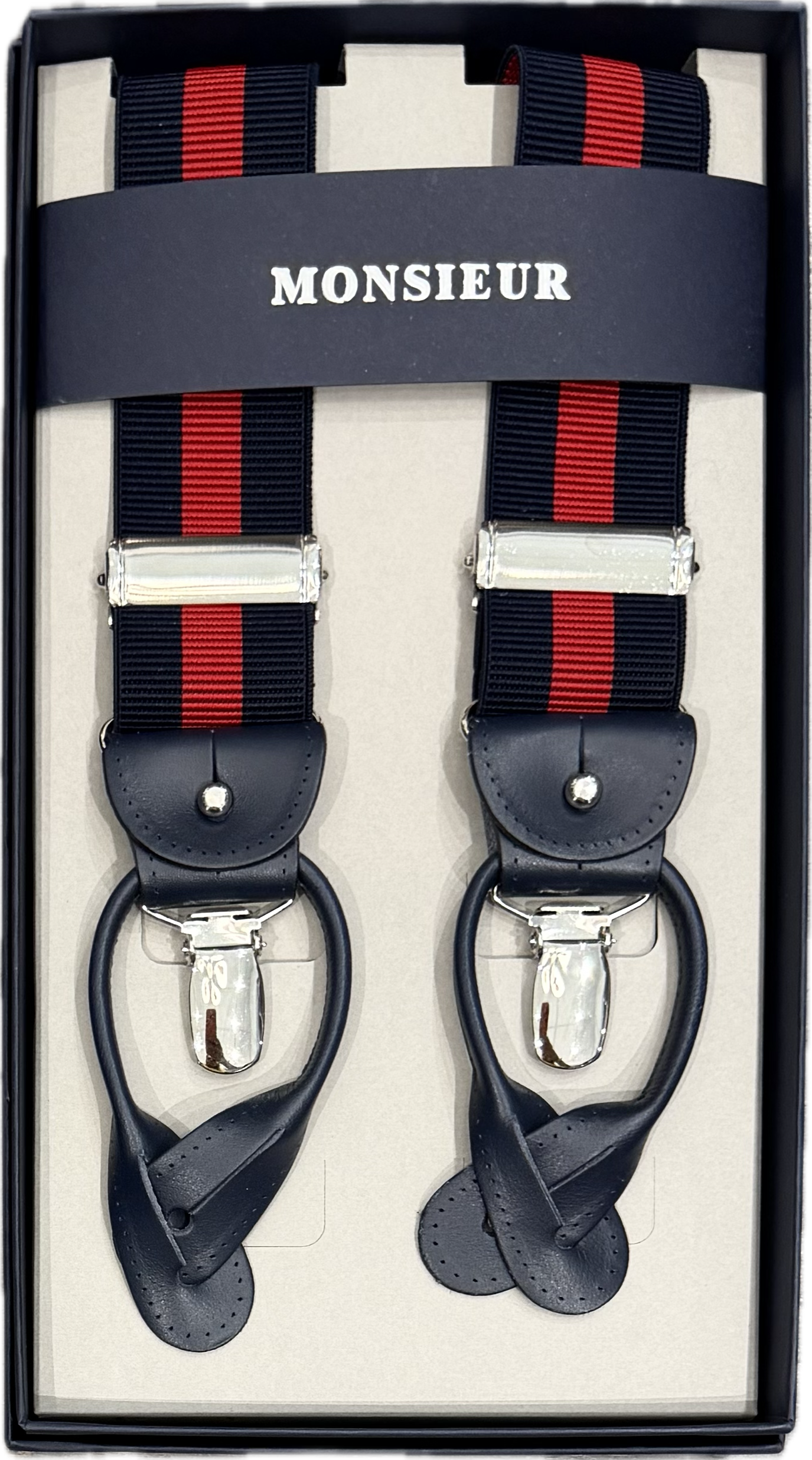 Bretelle regimental blu rosso Monsieur