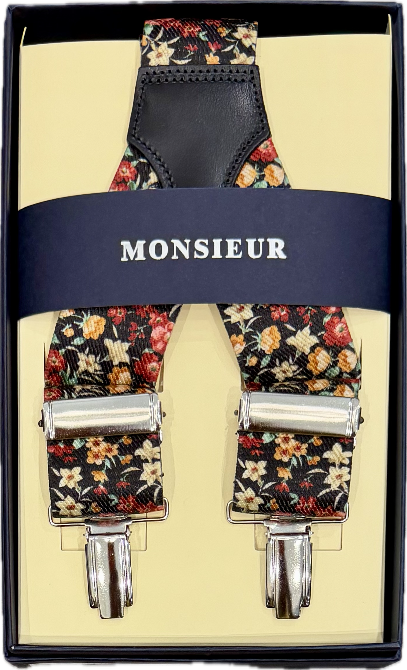 Bretelle elastico clip fantasia flore arancione Monsieur