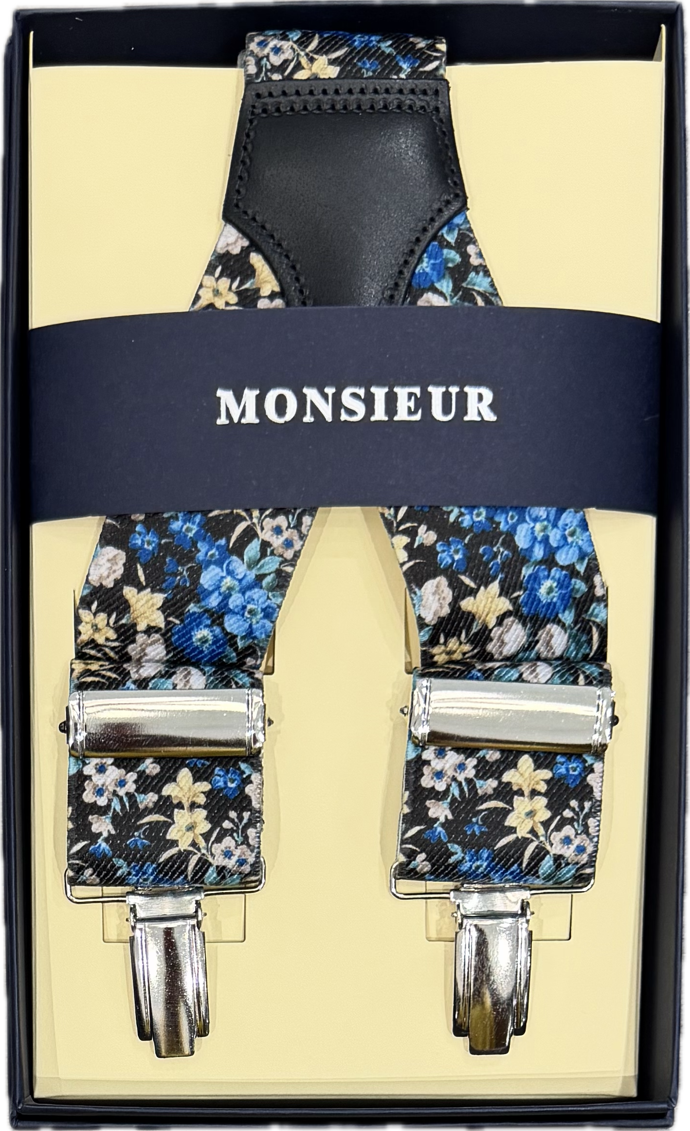 Bretelle elastico clip fantasia flore celeste Monsieur