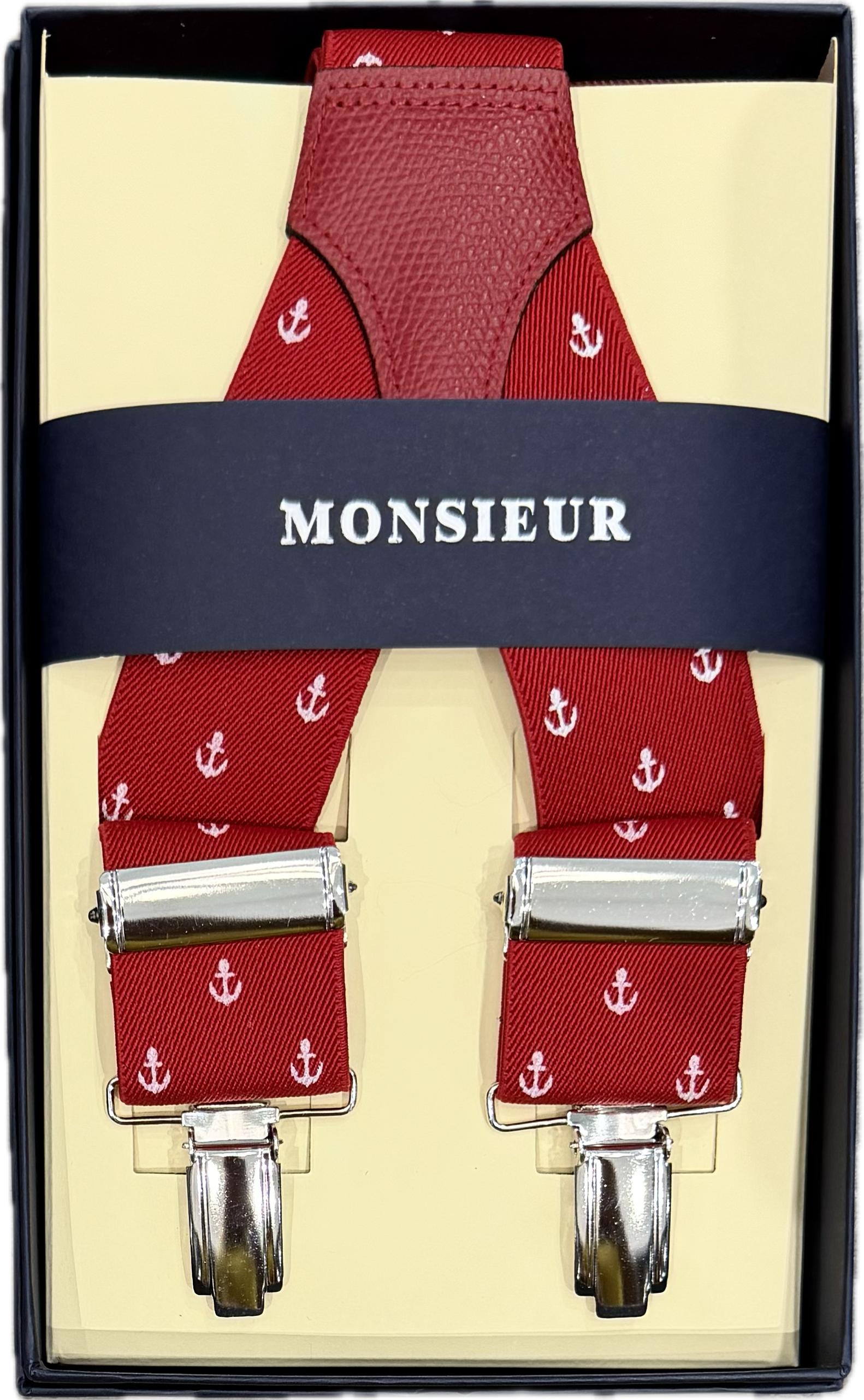 Bretelle elastico clip ancore rossa Monsieur