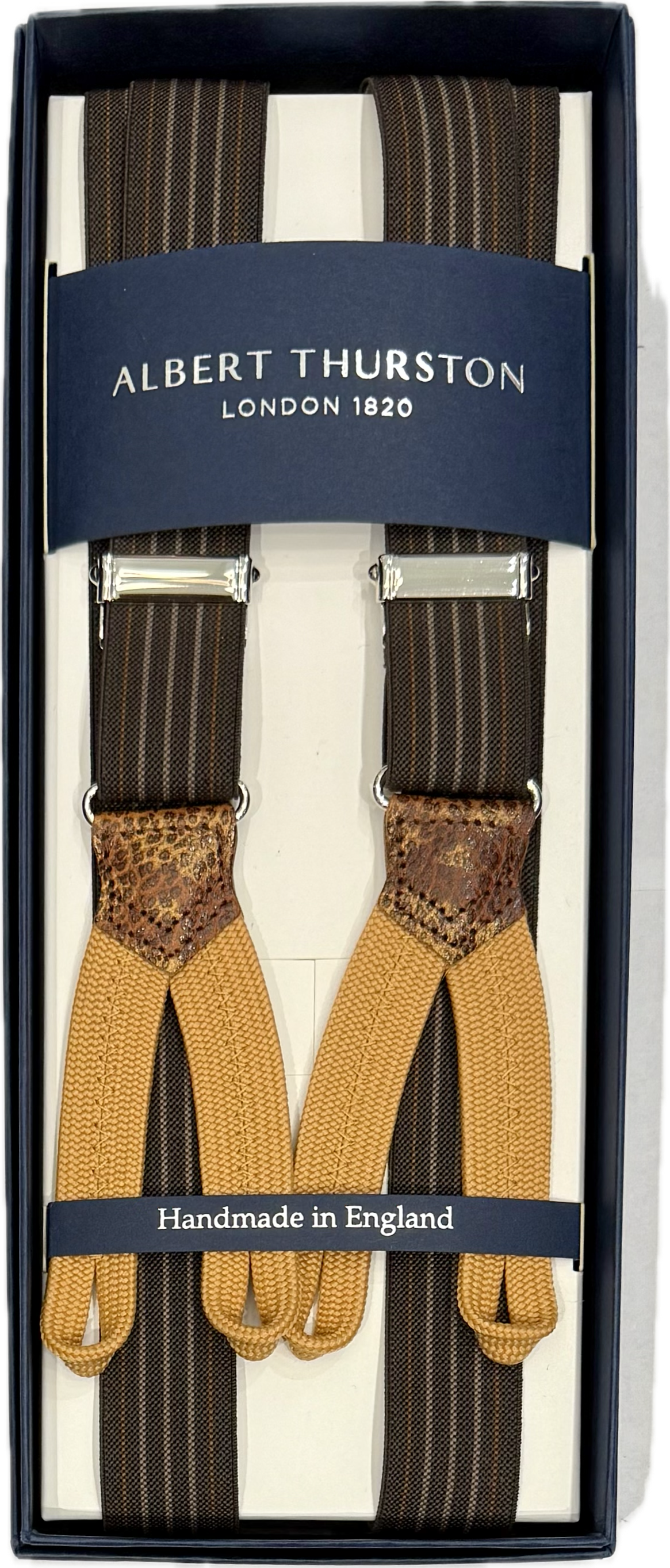 Bretelle elastico rigate moro strette Albert Thurston