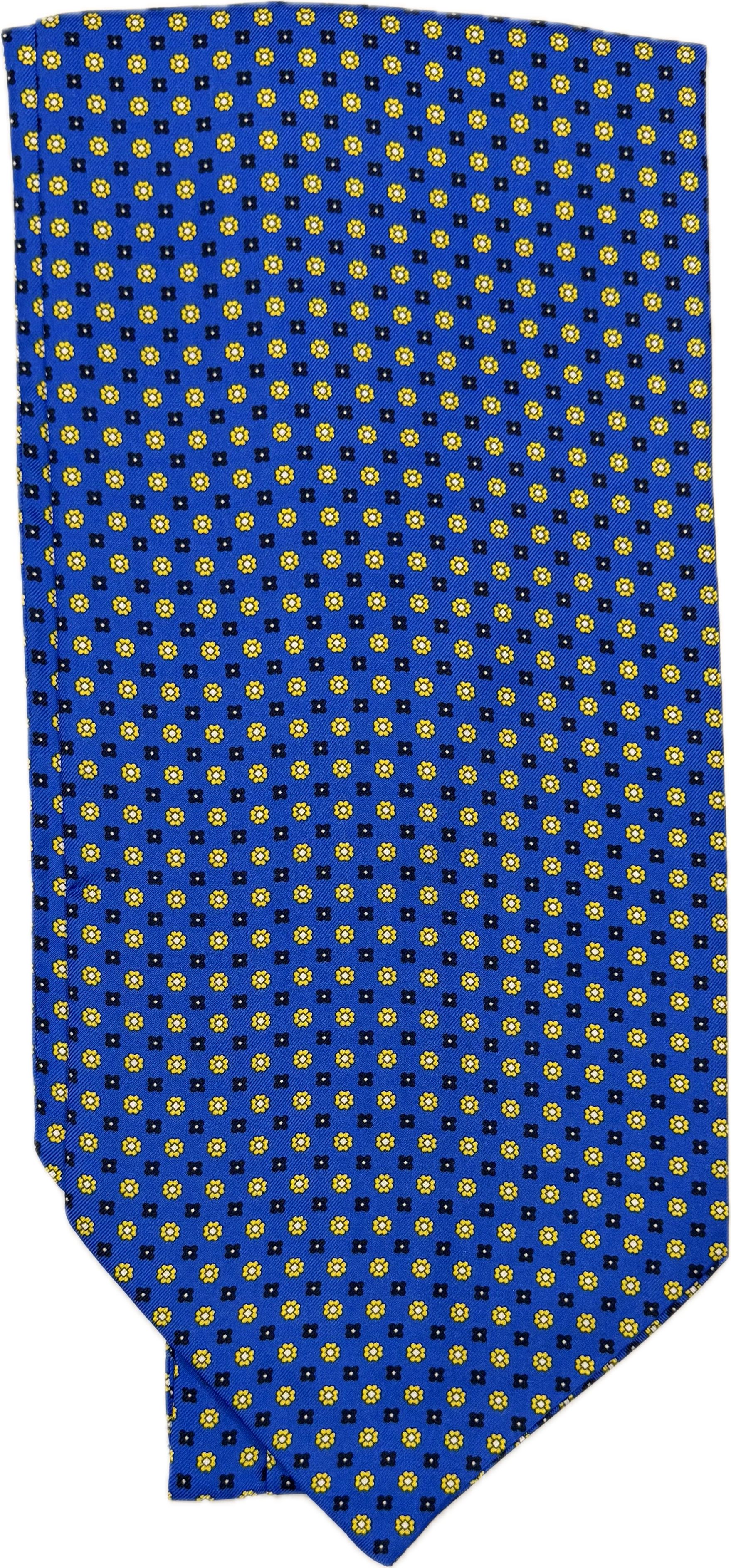Ascot silk tie micro fiore geometrico royal giallo Monsieur