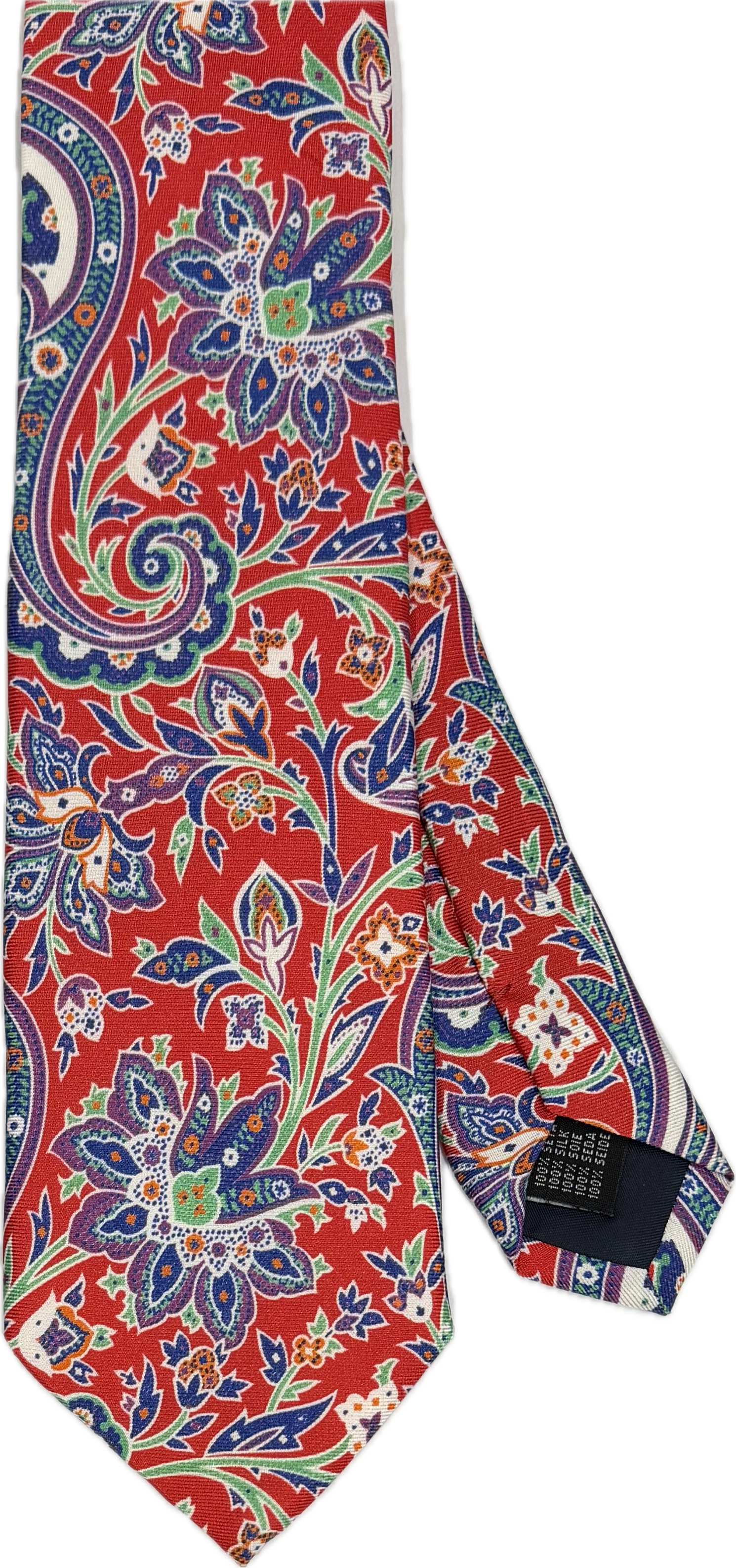 Cravatta seta fantasia big flower rossa blu verde arancione Monsieur