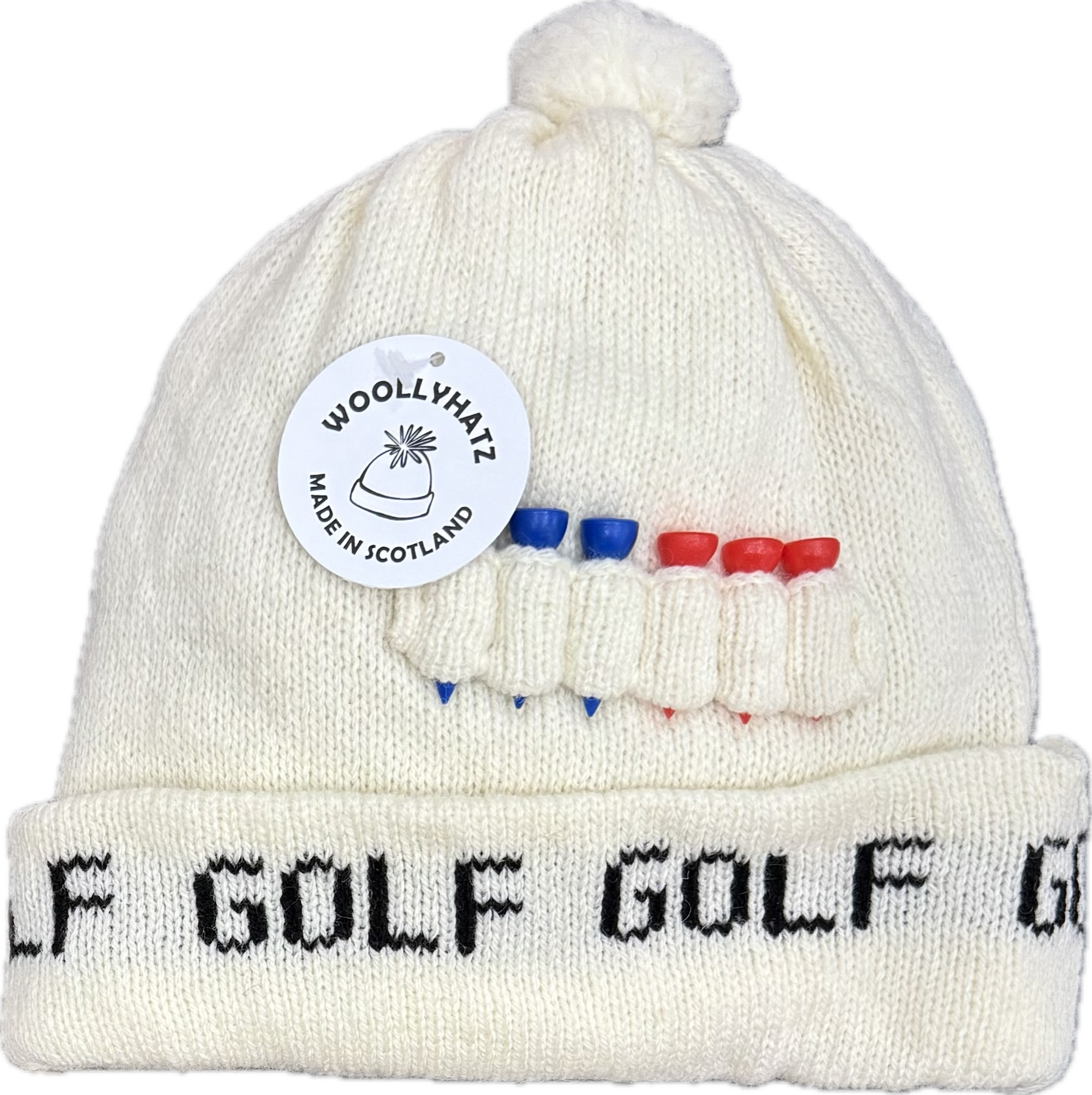 Cuffia Golf lana pom pom winter white WoolyHatz