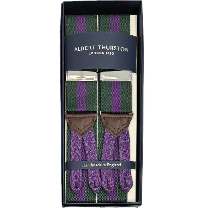Bretelle barathea regimental viola verde Albert Thurston