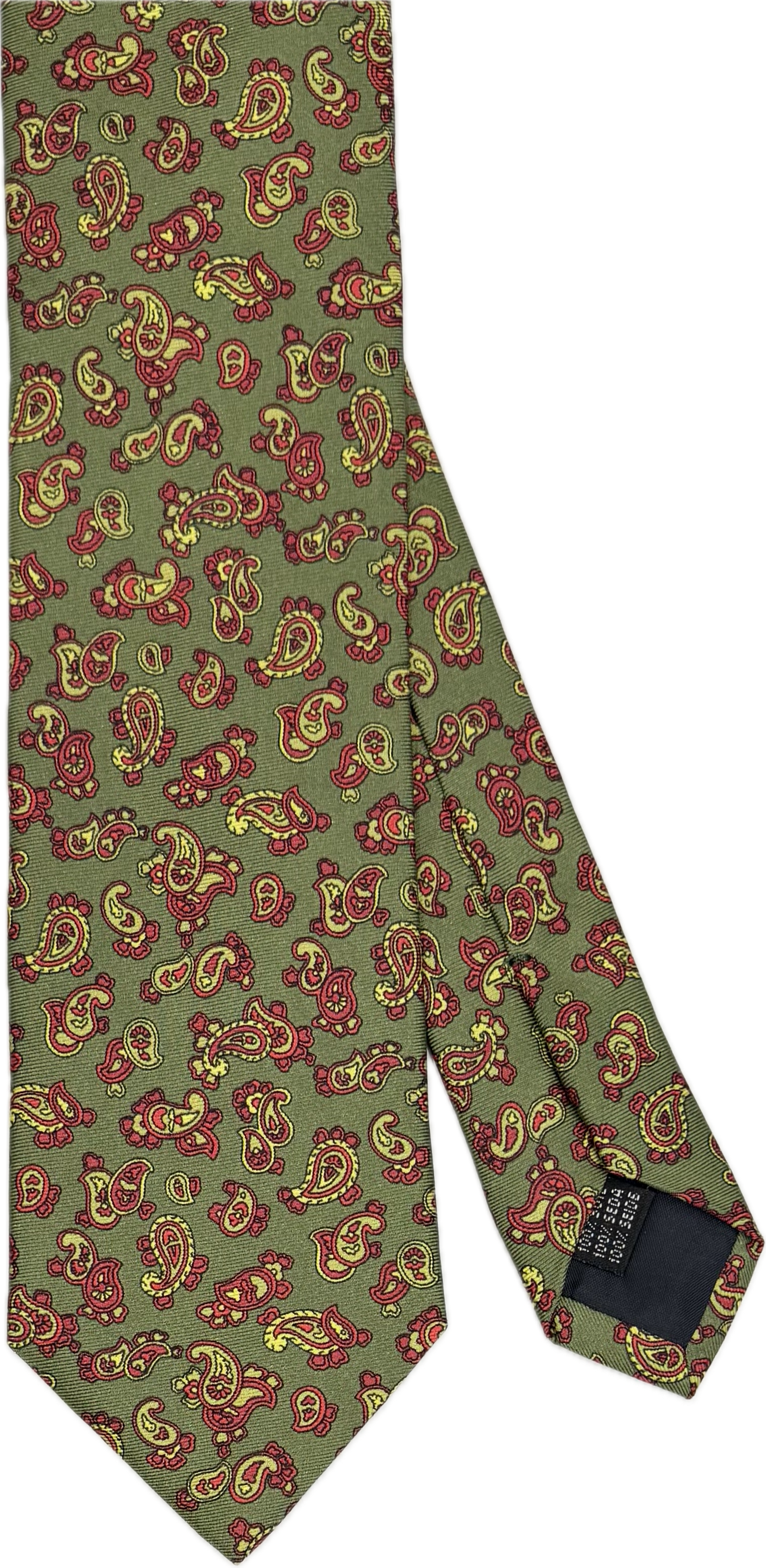 Cravatta seta fantasia paisley verde bordeaux Monsieur