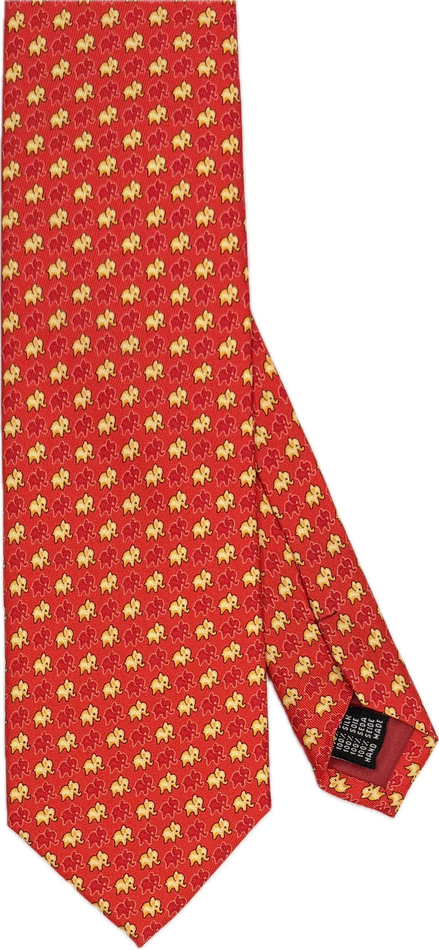 Cravatta seta fantasia elefantini rossa Monsieur