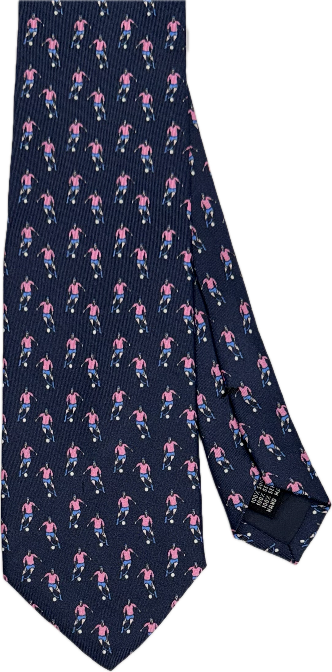 Cravatta seta fantasia calciatori blu rosa Monsieur