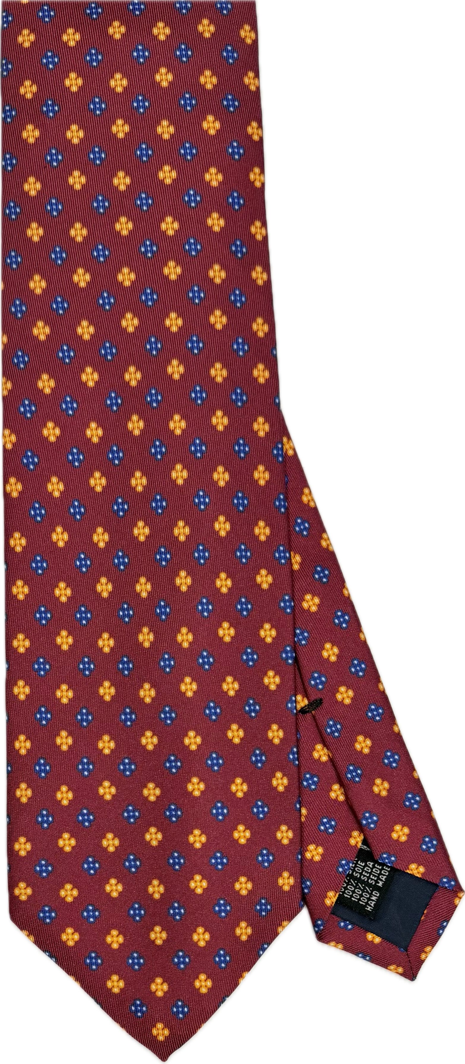 Cravatta seta micro fantasia bordeaux blu giallo Monsieur