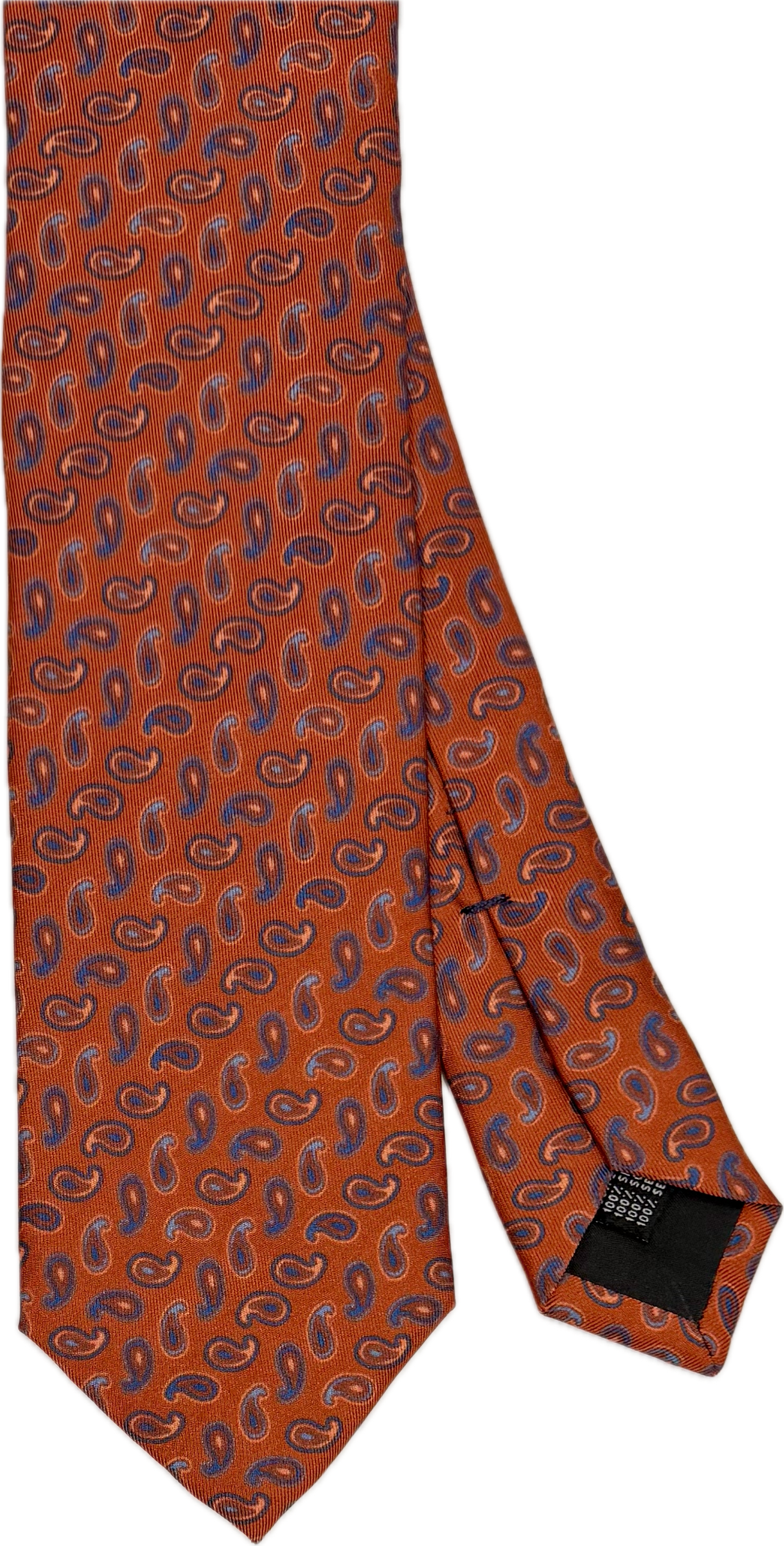 Cravatta seta paisley arancione Monsieur