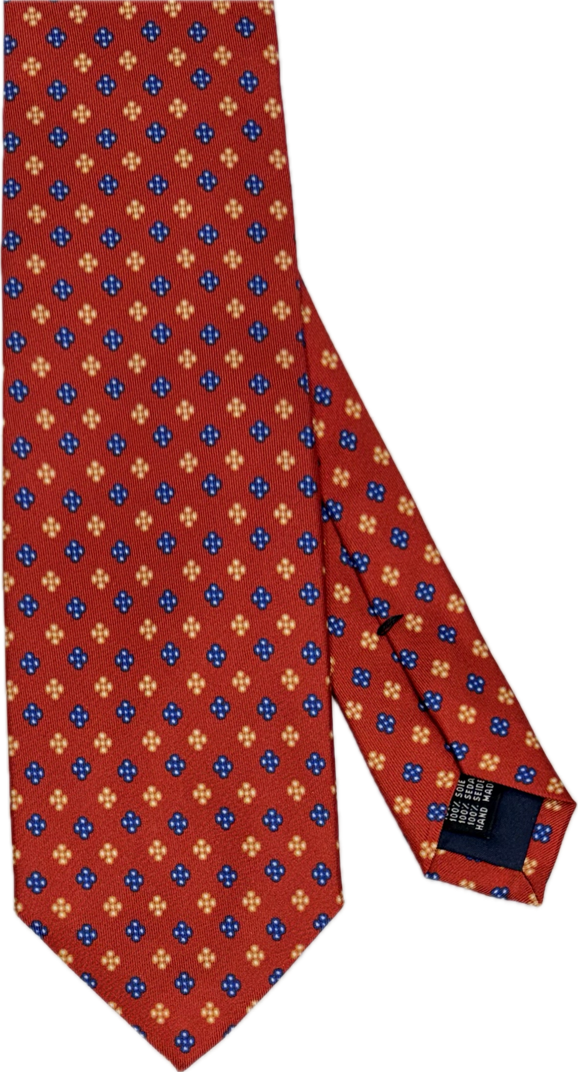 Cravatta seta micro fantasia rossa blu gialla Monsieur