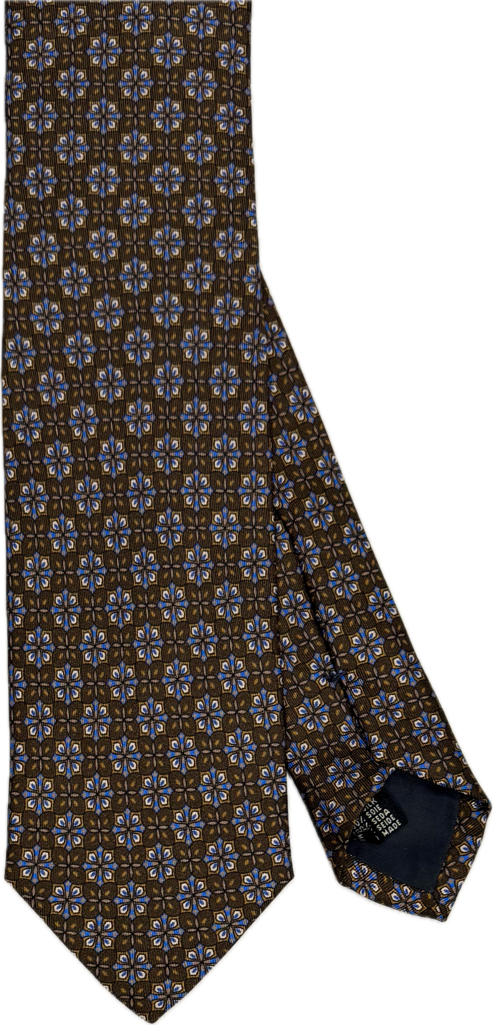 Cravatta seta fantasia fiore marrone Monsieur