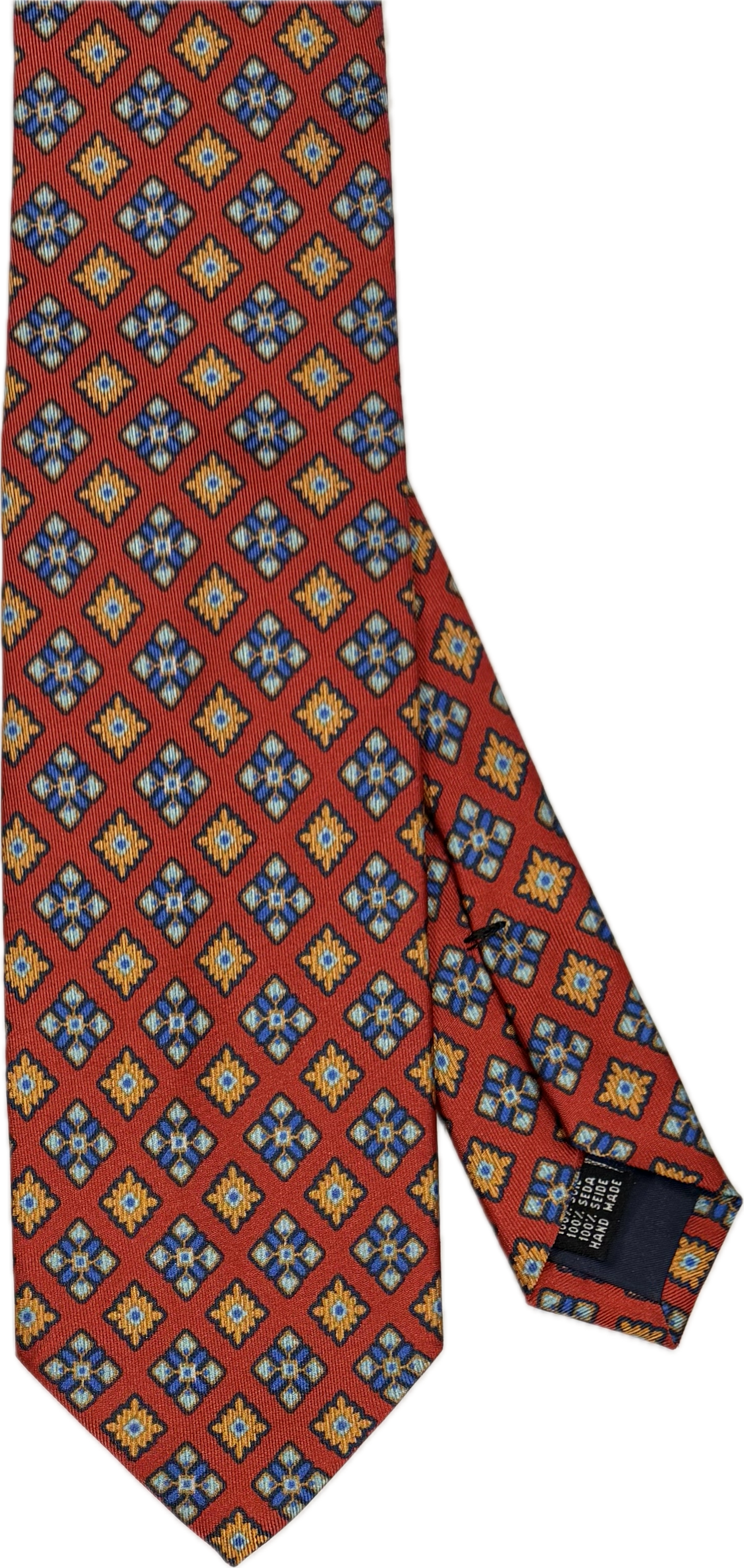 Cravatta seta fantasia rombi rossa Monsieur