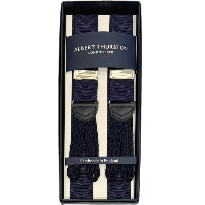 Bretelle barathea tinta unita navy moiré Albert Thurston