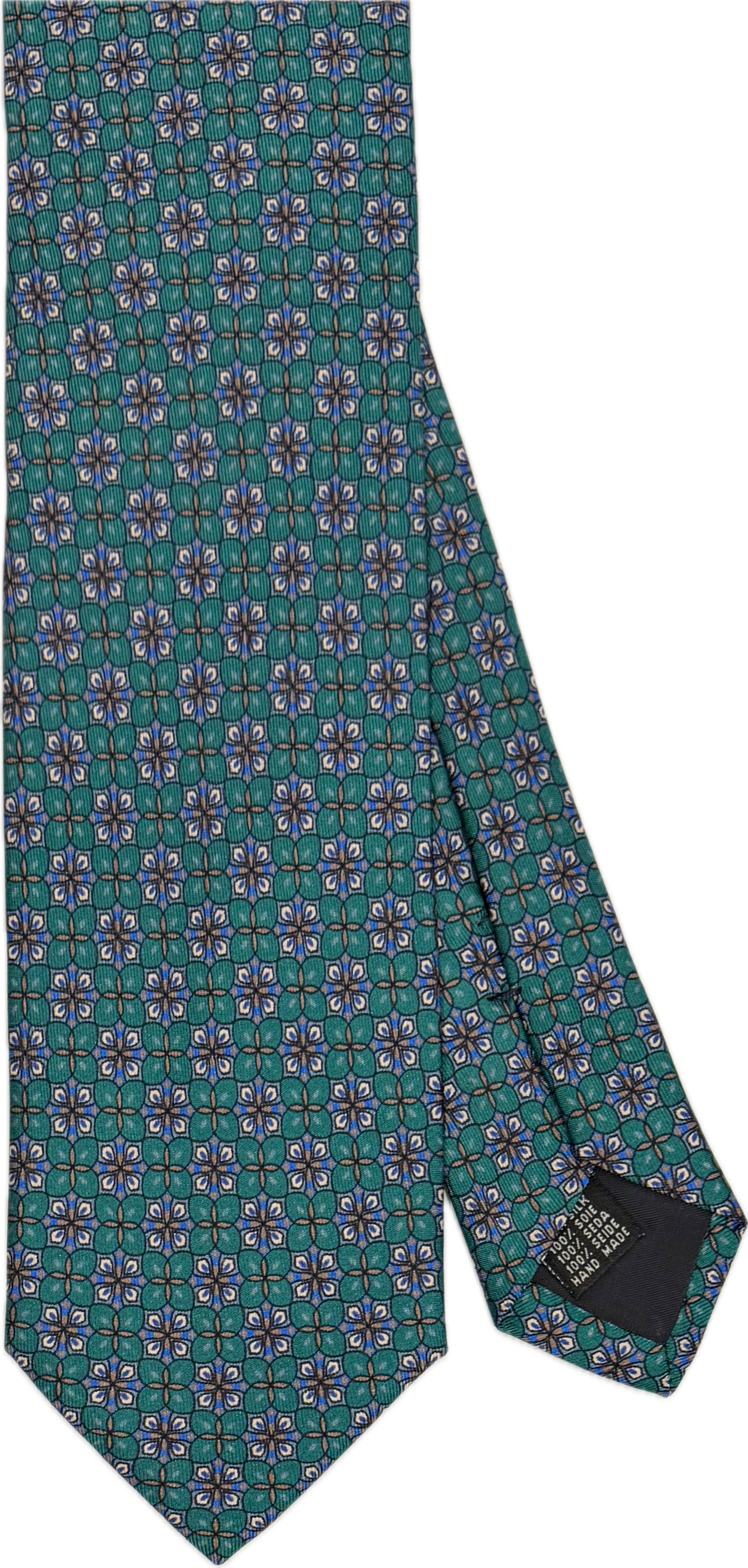 Cravatta seta fantasia micro fiore petrolio Monsieur