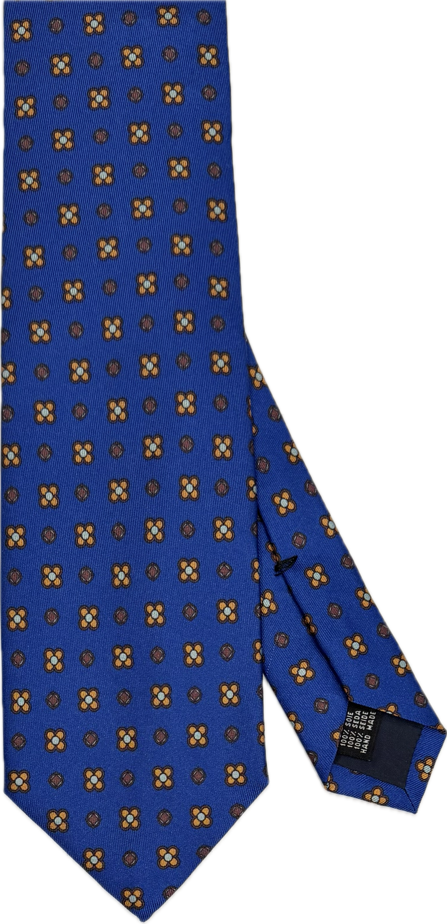 Cravatta seta fantasia fiorellini blu chiaro Monsieur