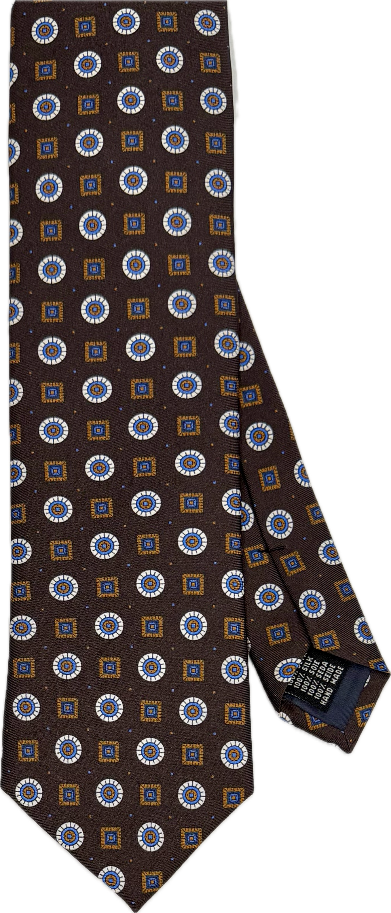 Cravatta seta fantasia medaglioni cioccolata Monsieur