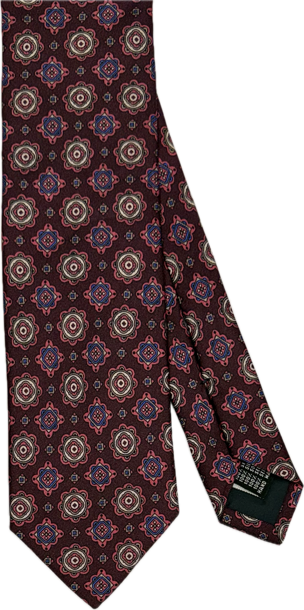 Cravatta seta fantasia medaglioni bordeaux Monsieur