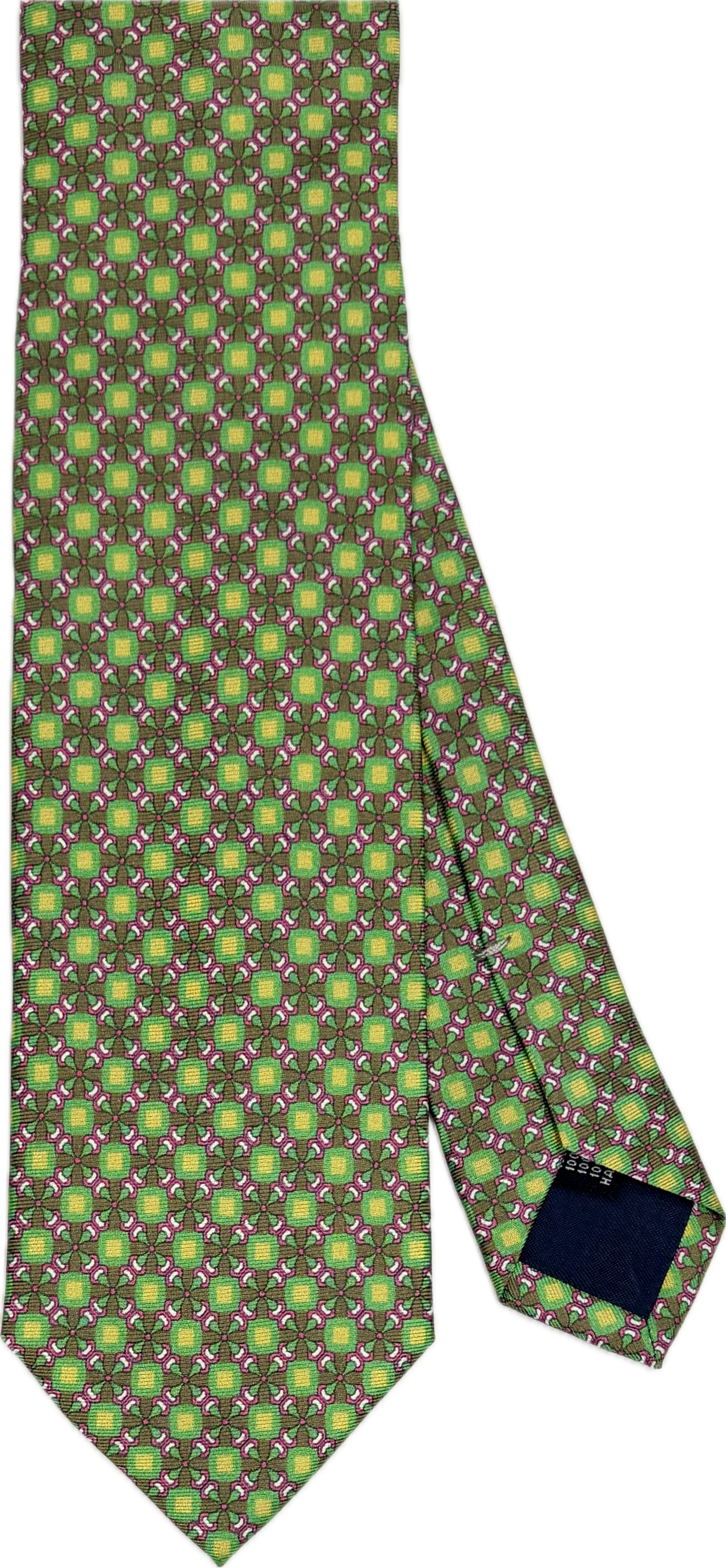 Cravatta seta fantasia geometrica verde acido Monsieur