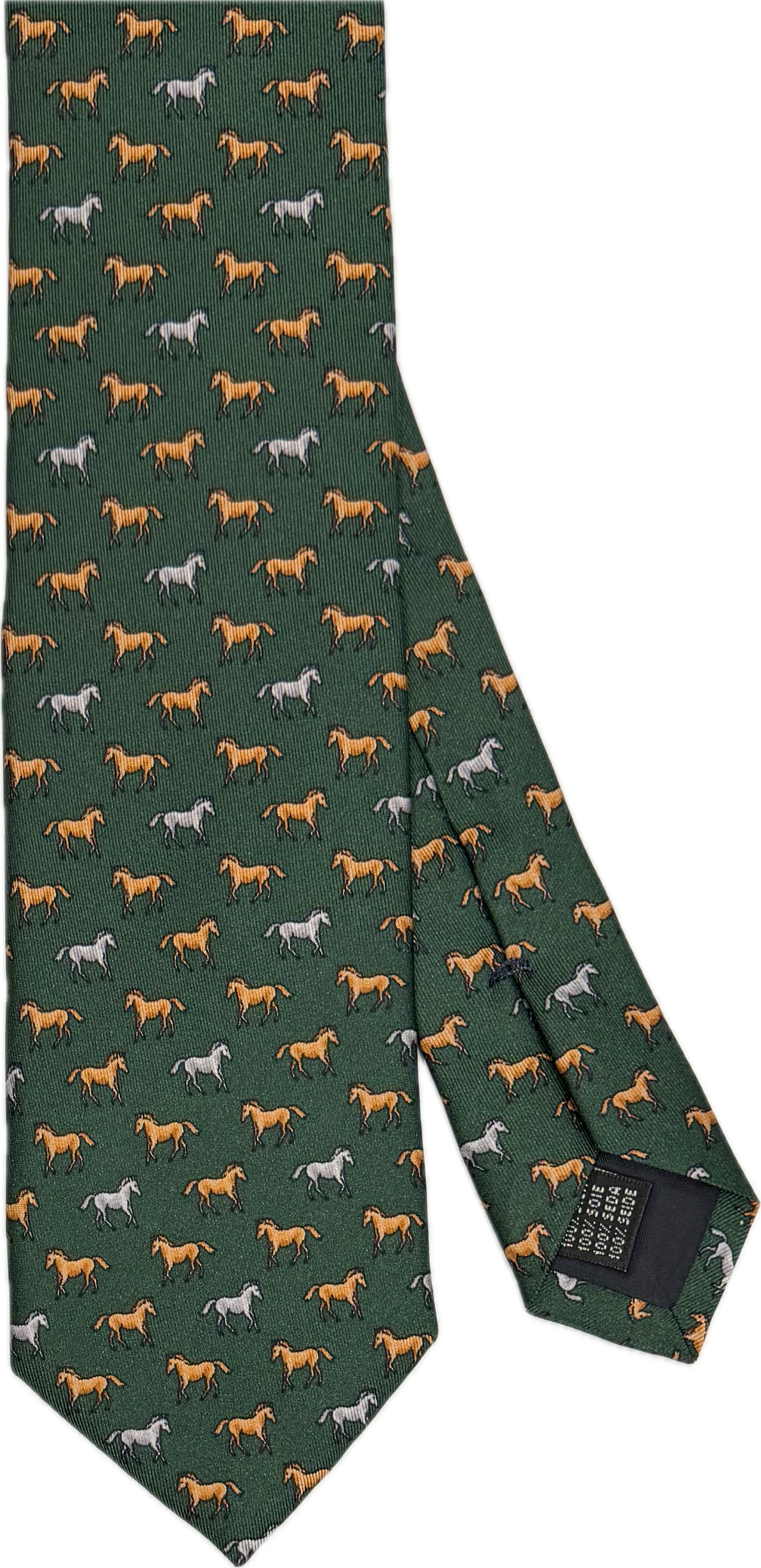 Cravatta seta cavalli verde Monsieur