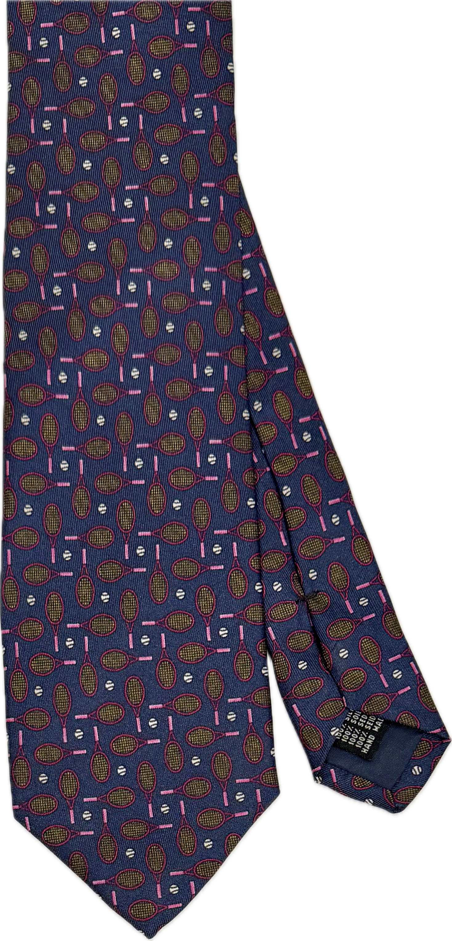 Cravatta seta fantasia racchette tennis blu rosa Monsieur