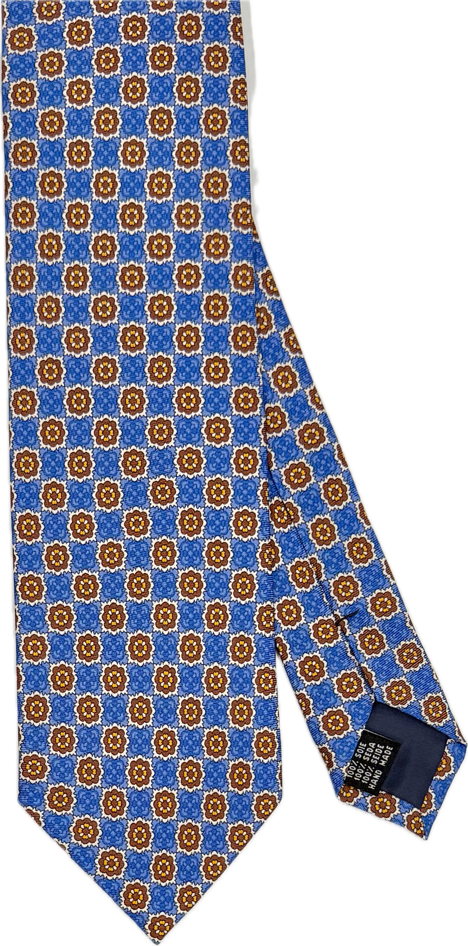 Cravatta seta fantasia light blue marrone Monsieur