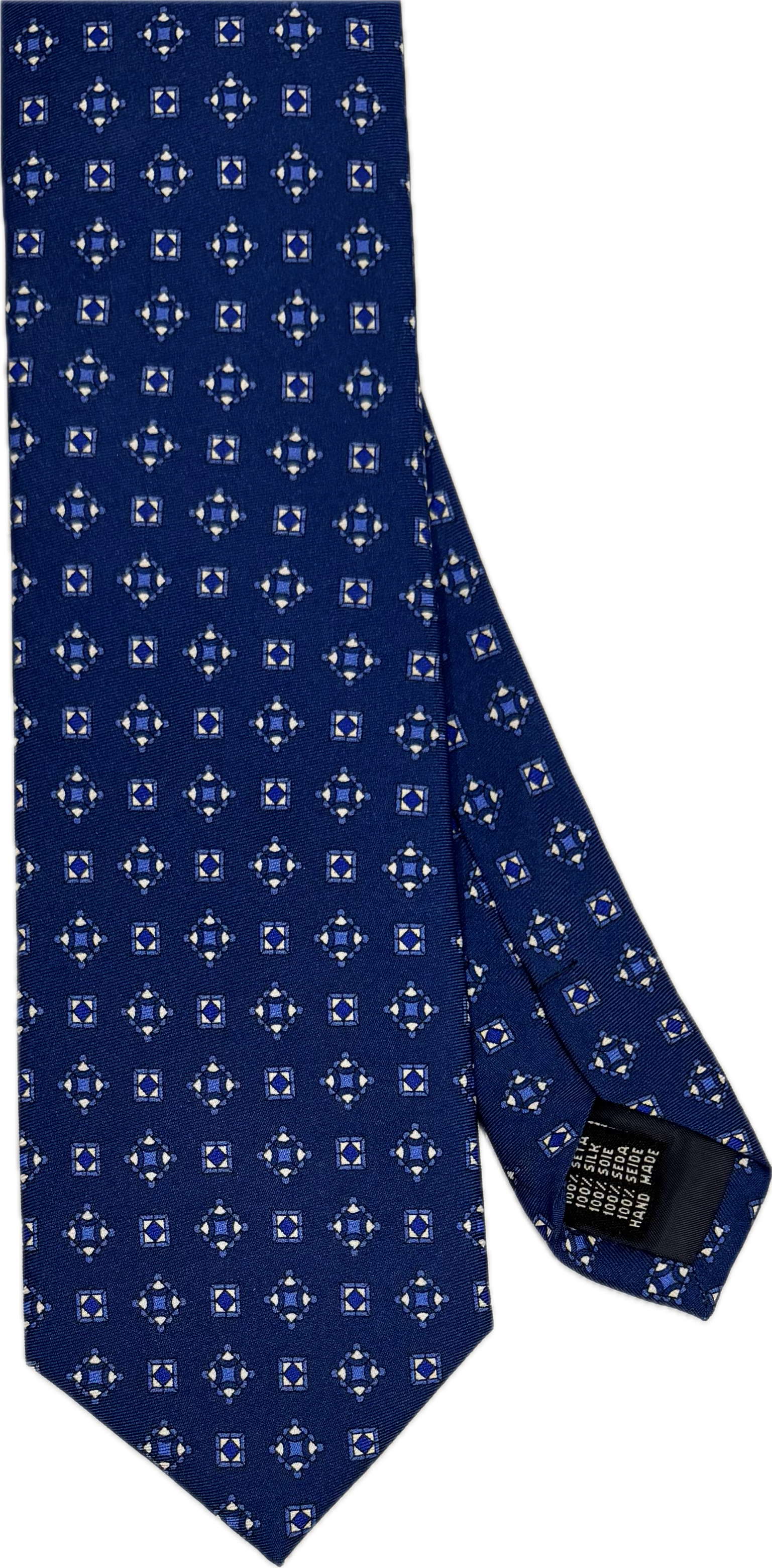 Cravatta seta fantasia geometrica royal blue Monsieur