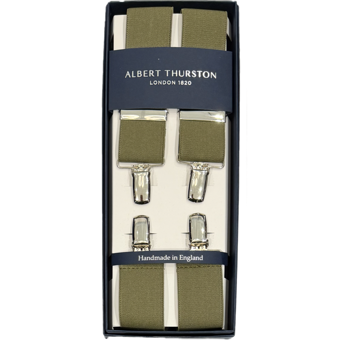 Bretelle elastico clip tinta unita khaki Albert Thurston