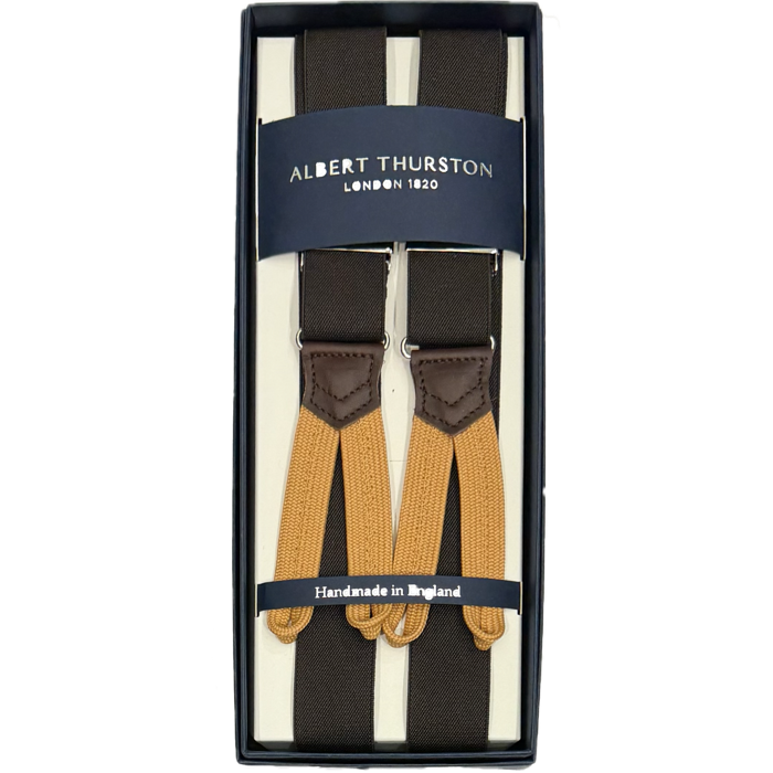 Bretelle elastico tinta unita marrone Albert Thurston