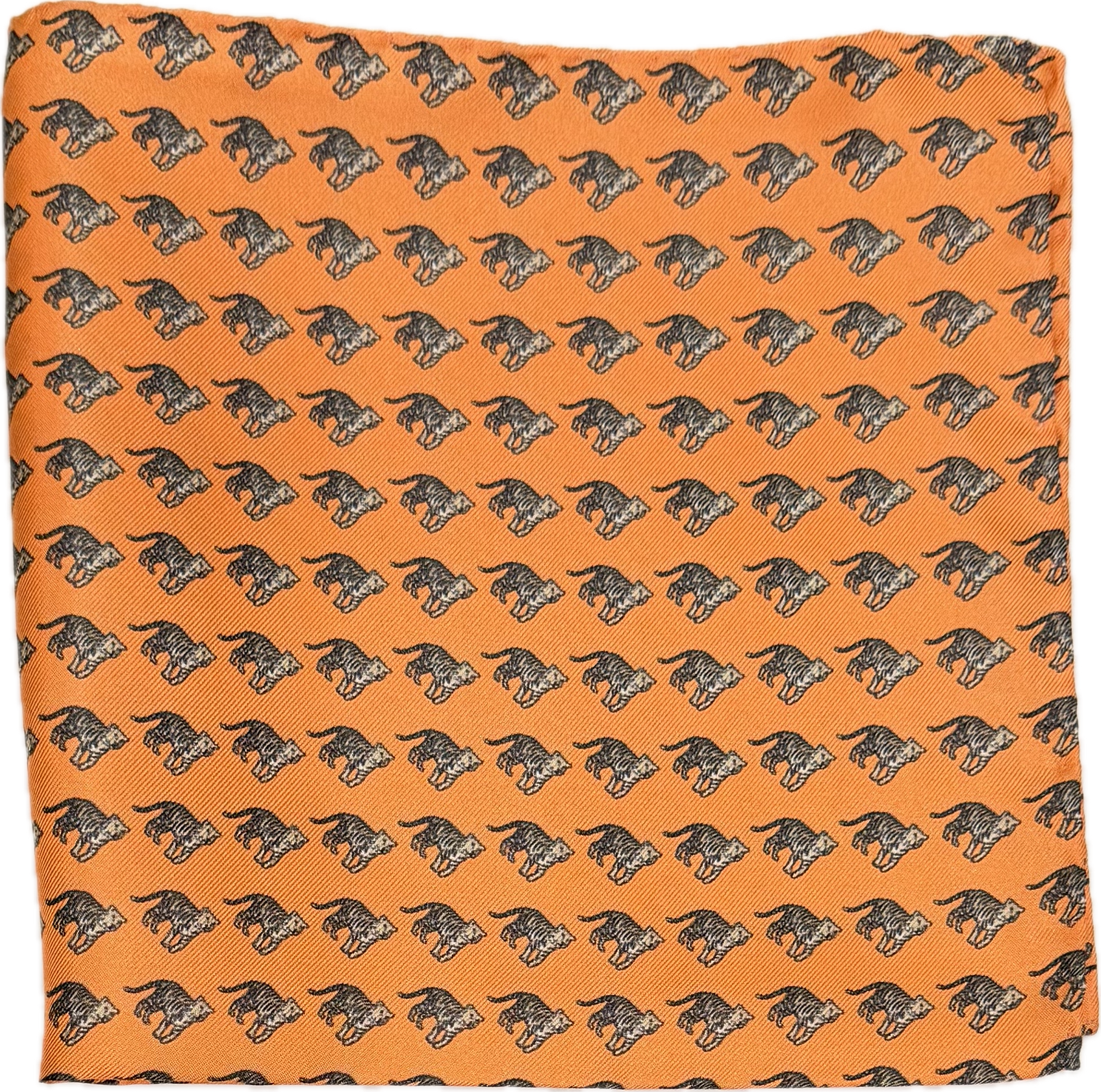 Pocket square seta fantasia tigre arancione Monsieur