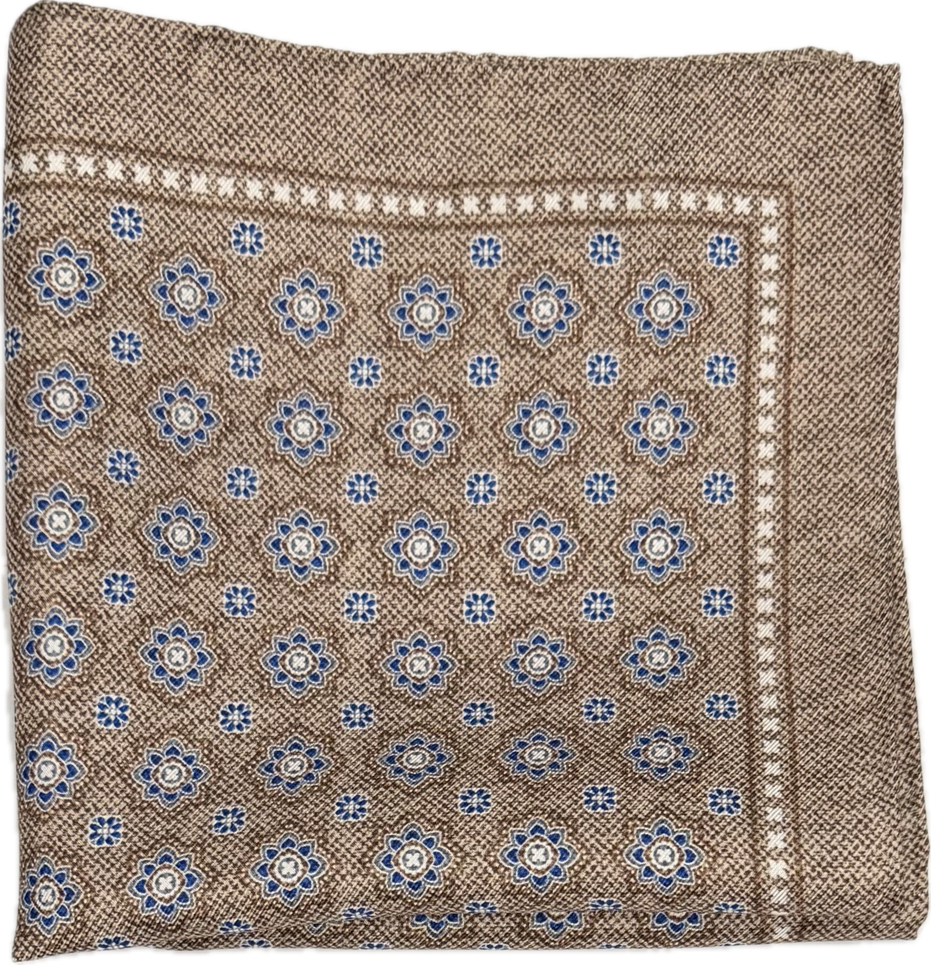 Pocket square seta fantasia geometrica beige blu Monsieur