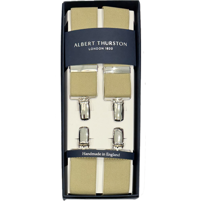 Bretelle elastico clip tinta unita beige Albert Thurston