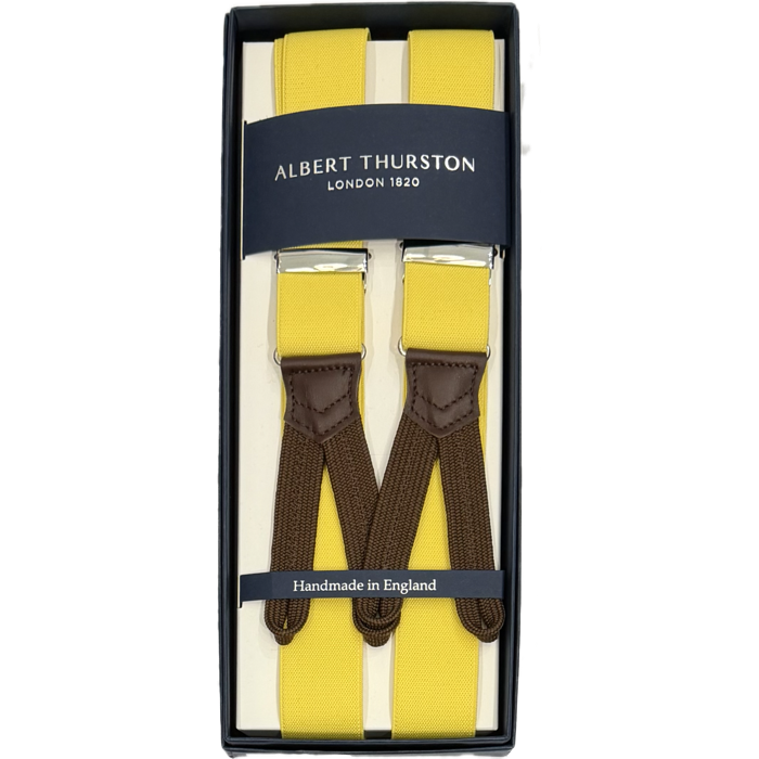 Bretelle elastico tinta unita gialla Albert Thurston