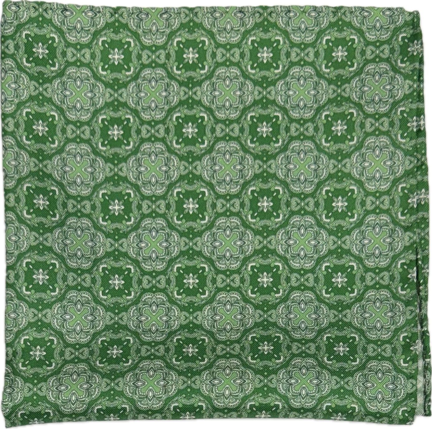 Pocket square seta fantasia medaglioni verde bandiera Monsieur