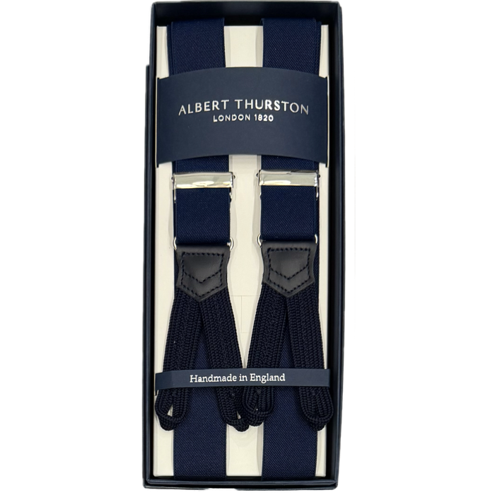 Bretelle elastico tinta unita navy Albert Thurston