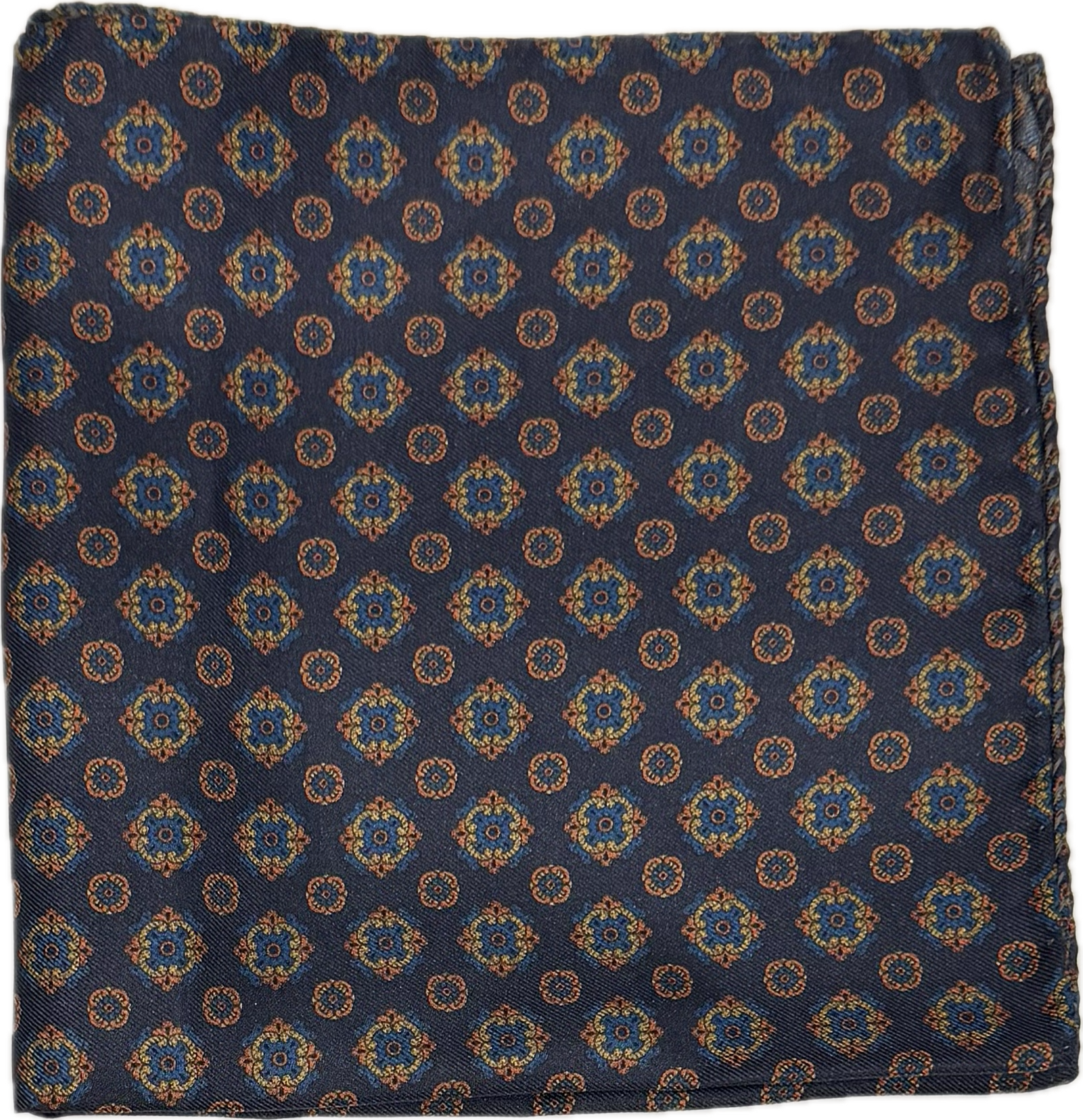 Pocket square seta fantasia geometrica navy Monsieur