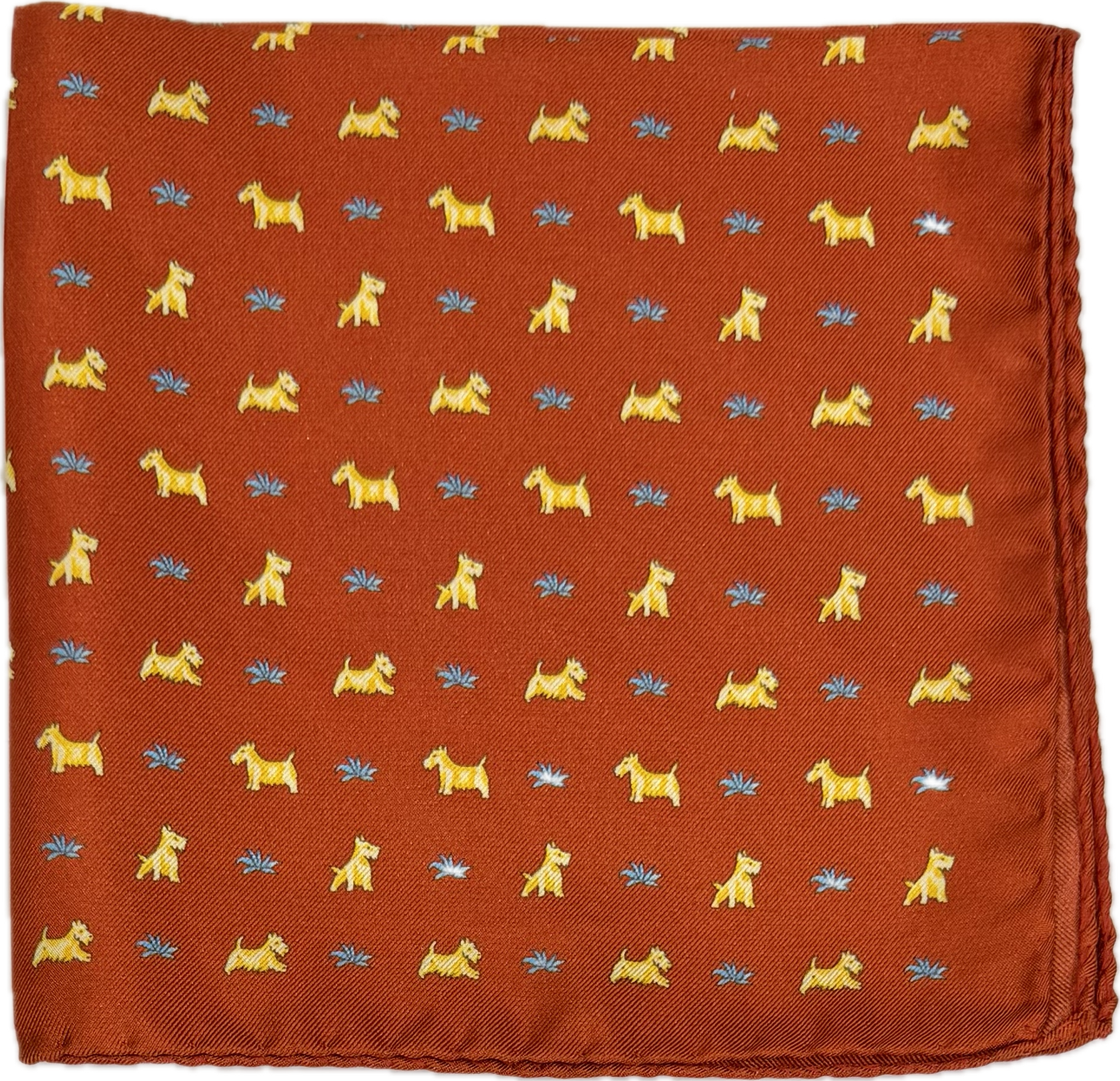 Pocket square seta fantasia cagnolino ruggine Monsieur