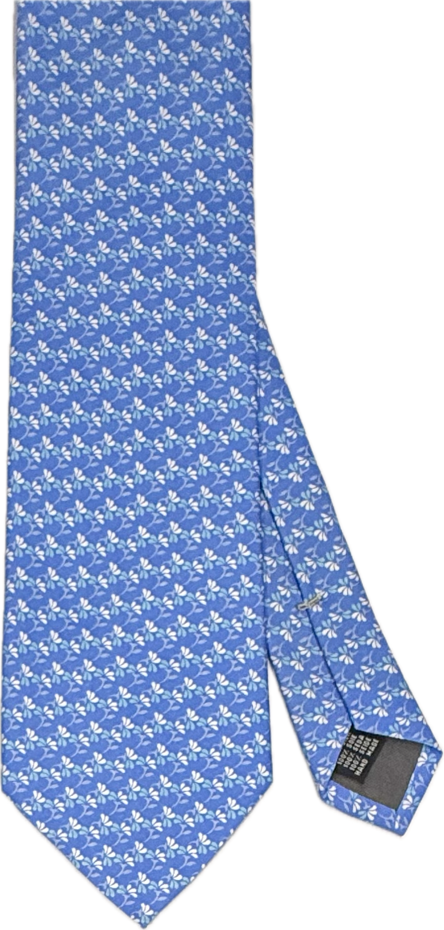 Cravatta seta micro fantasia fiorellini azzurra Monsieur