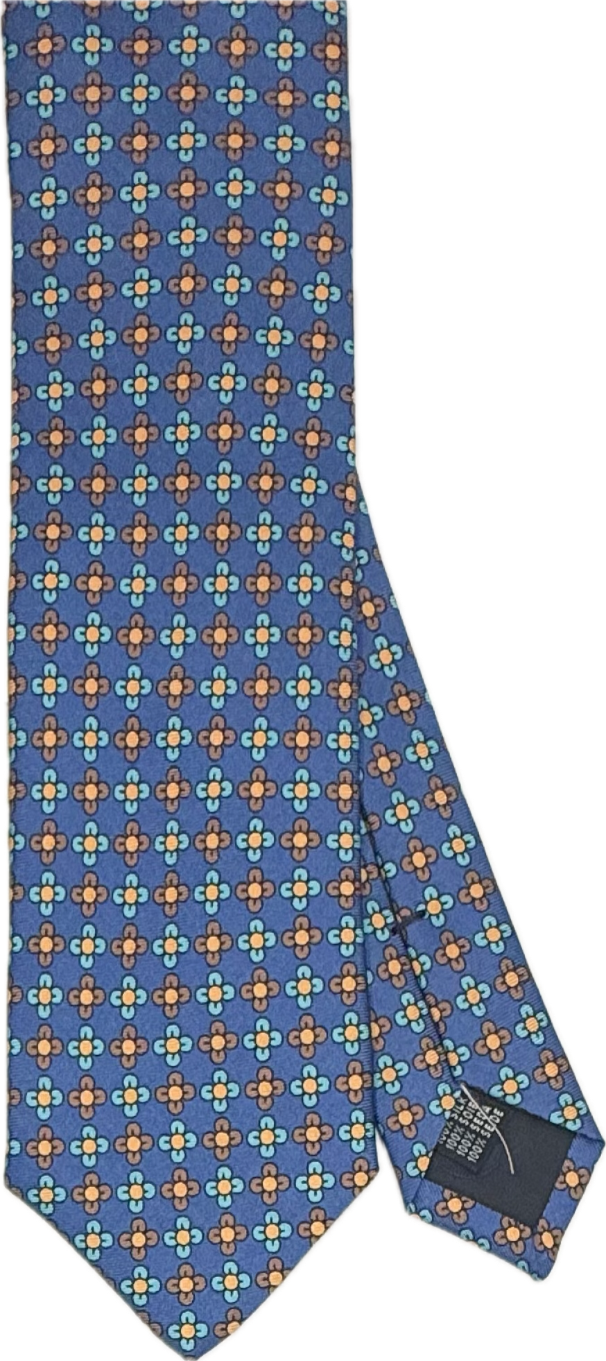 Cravatta seta fantasia light blue marrone celeste Monsieur