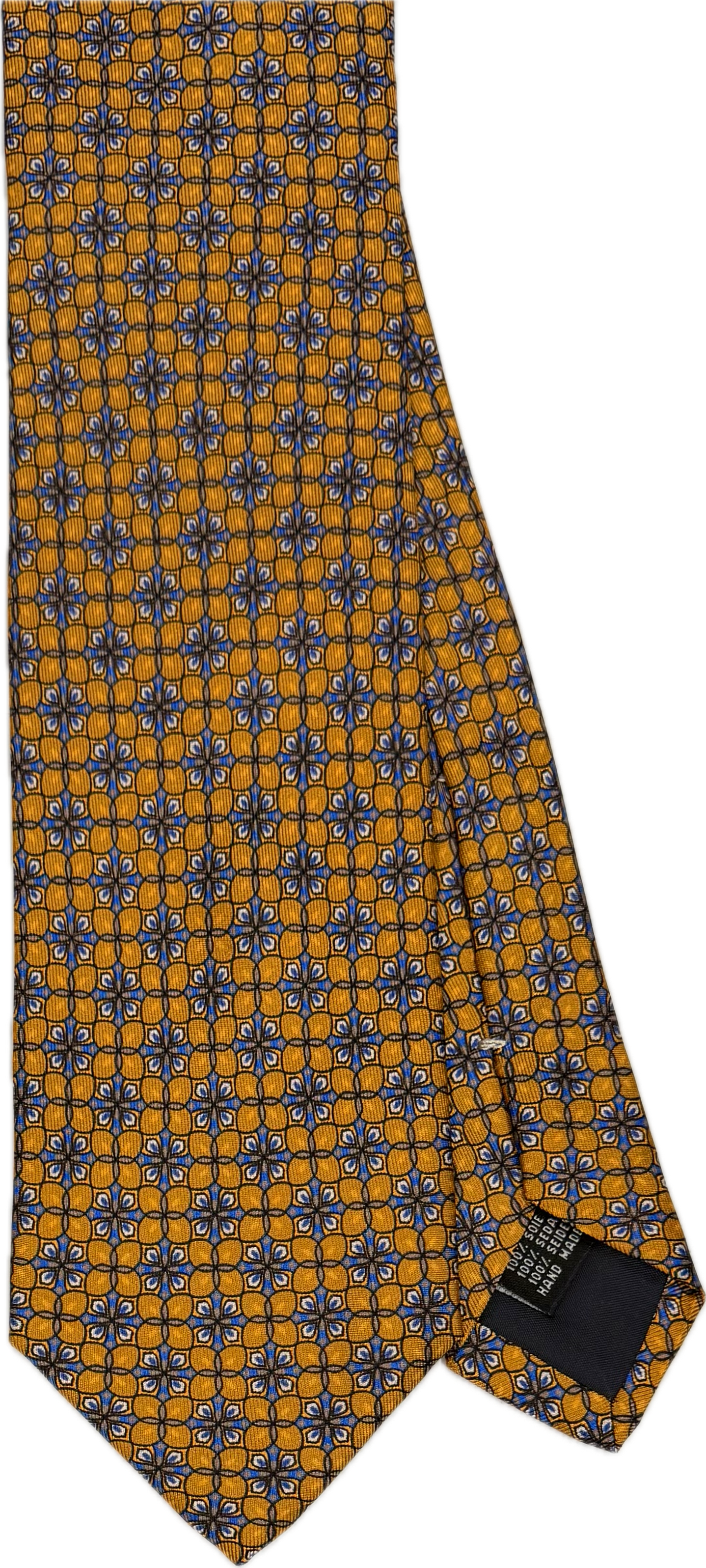 Cravatta seta fantasia geometrica arancione grigia Monsieur
