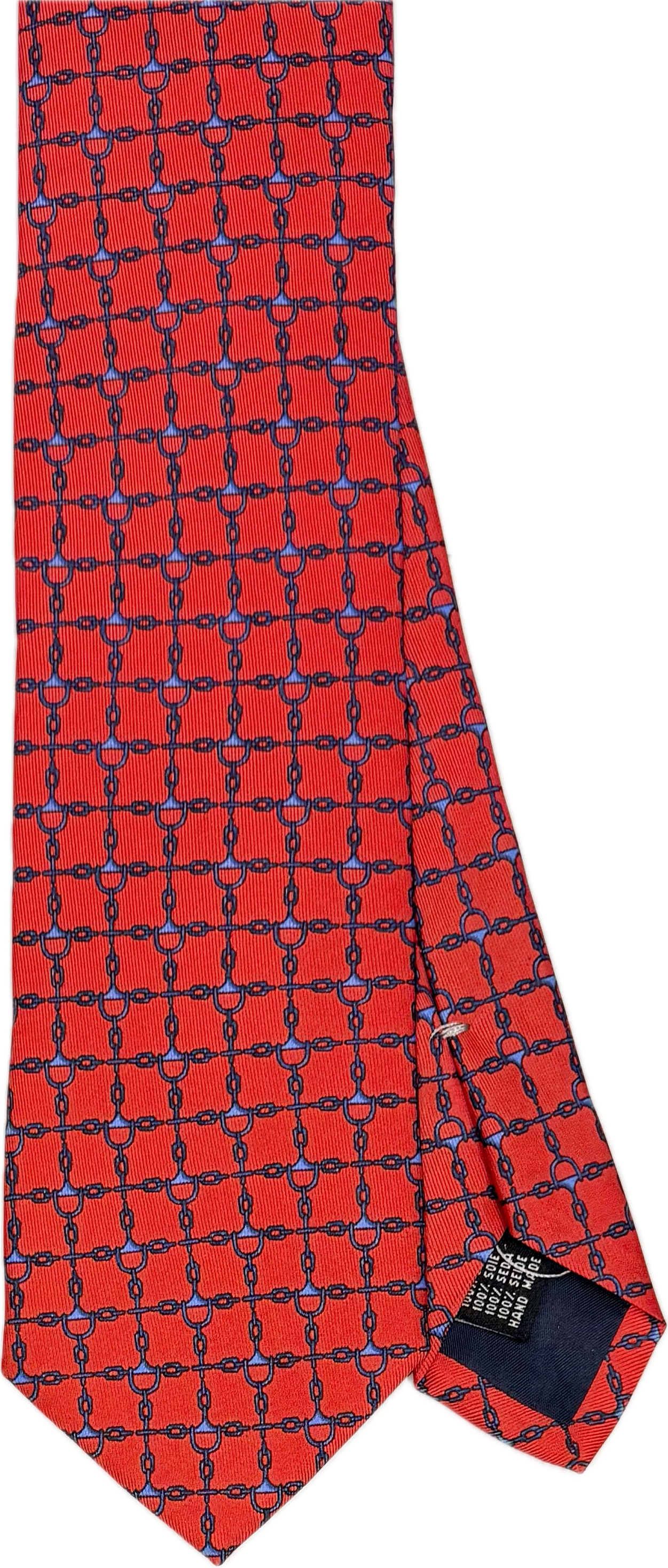 Cravatta seta fantasia horsebit rossa Monsieur