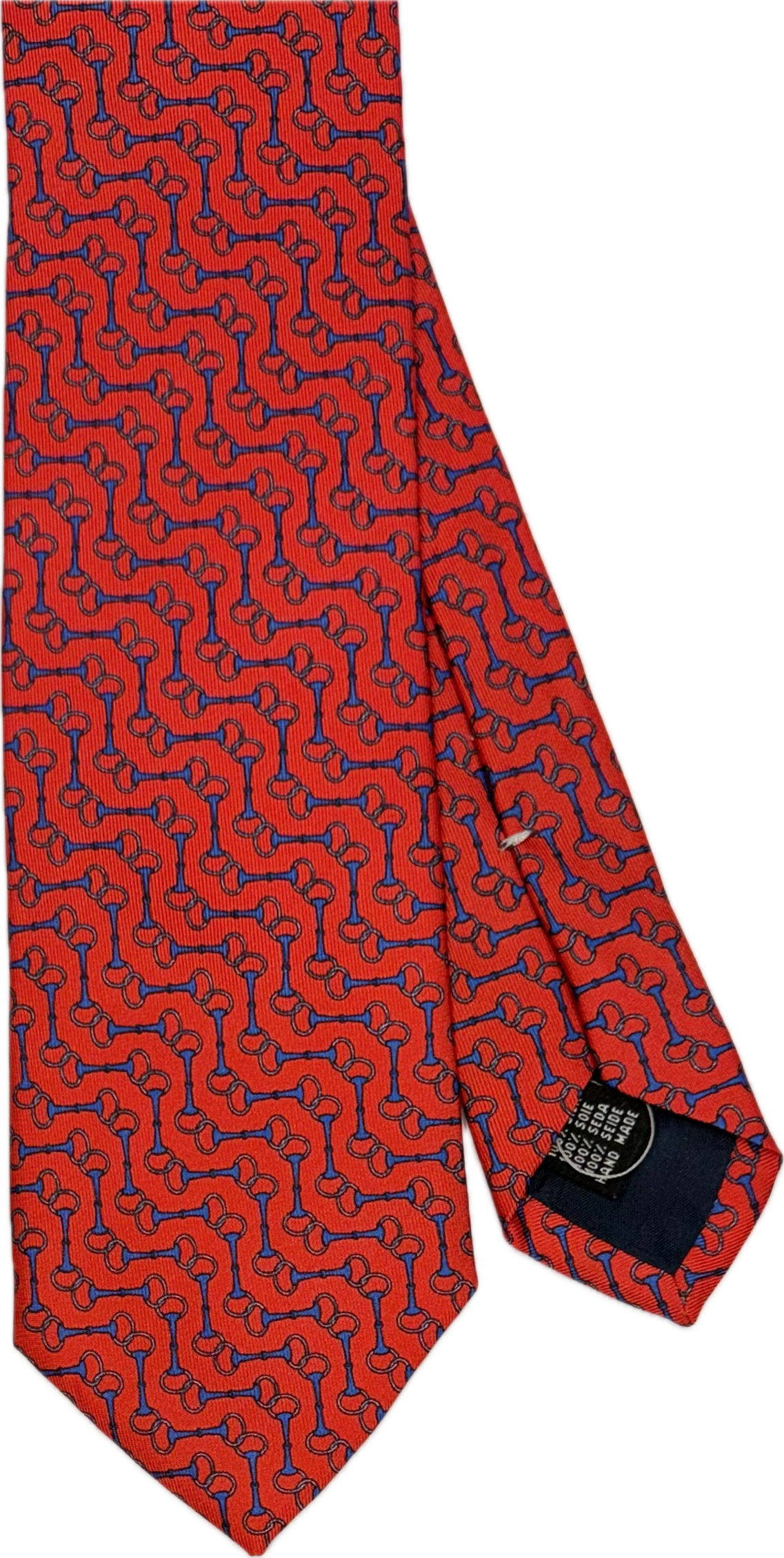Cravatta seta retro horsebit rossa Monsieur