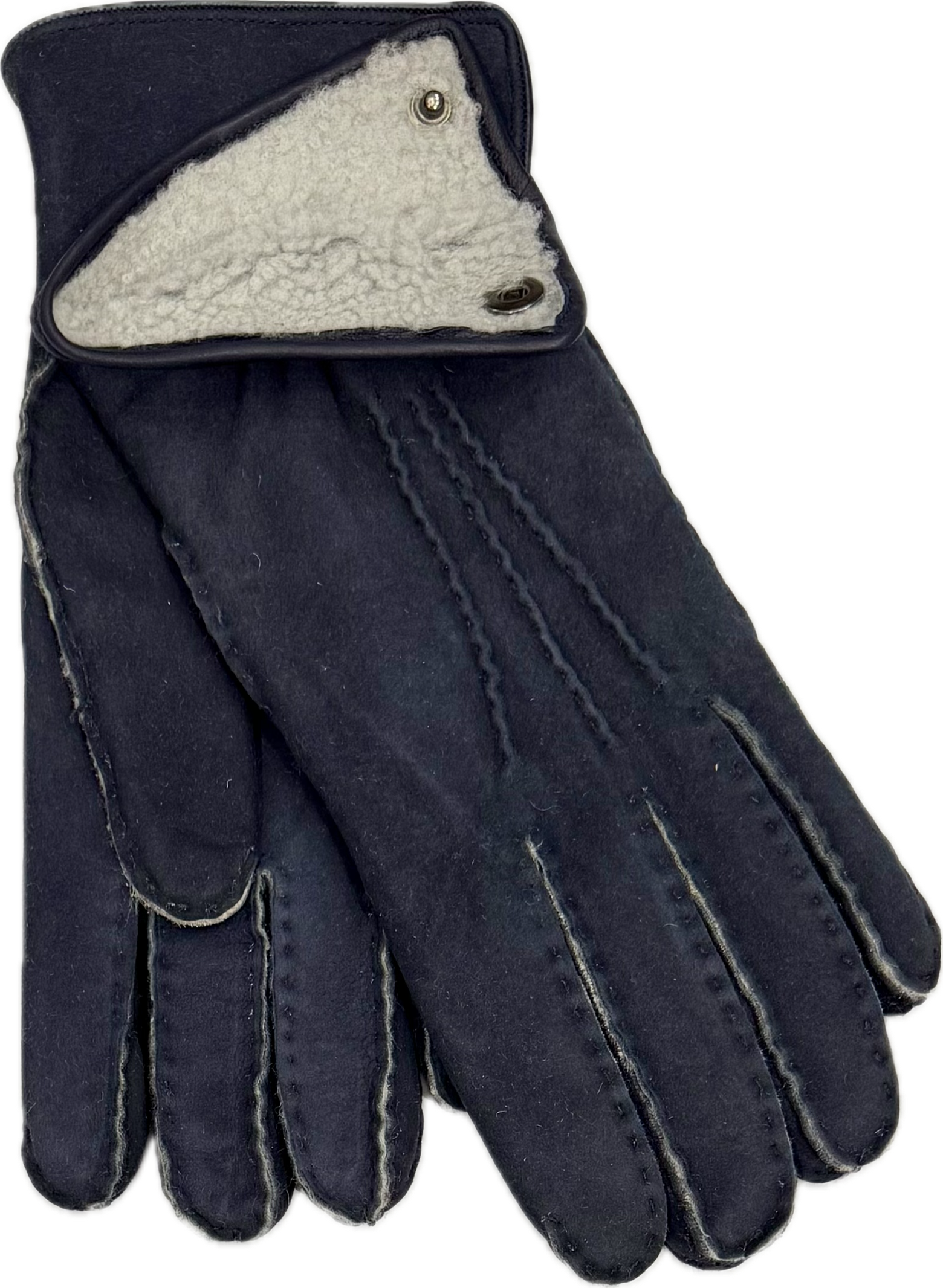 Guanto scamosciato lambskins blu Monsieur