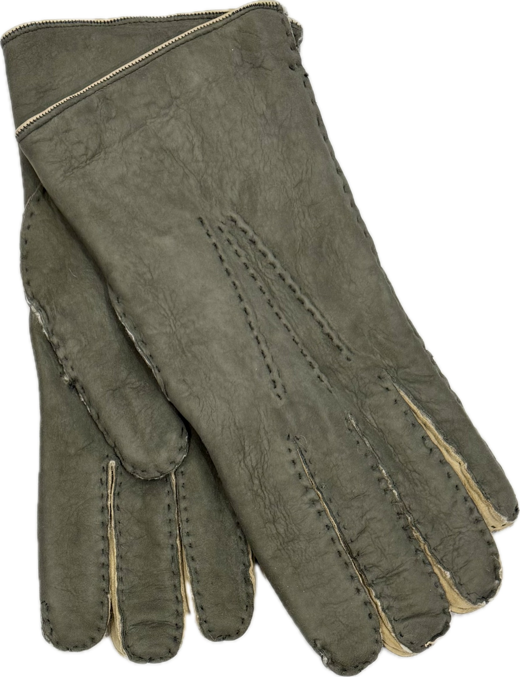 Guanto scamosciato lambskins grigio avorio Monsieur